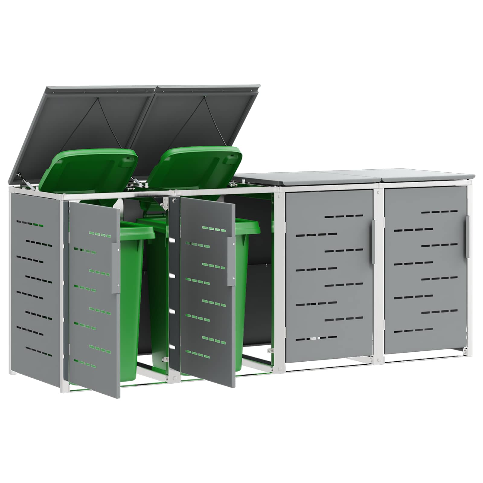 Rollbehälterlagerung for 4 Bins 240L Edelstahl Grau