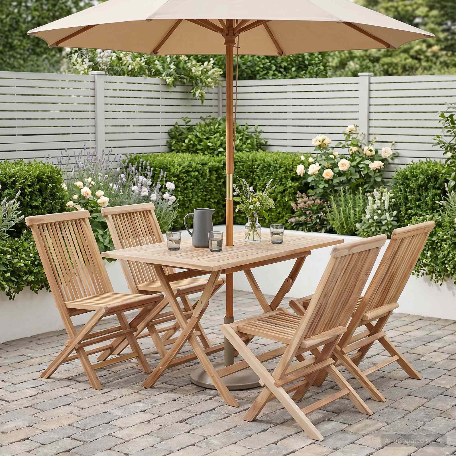 Gartenmöbel Set 5 Stk. Natur Massivholz Teak