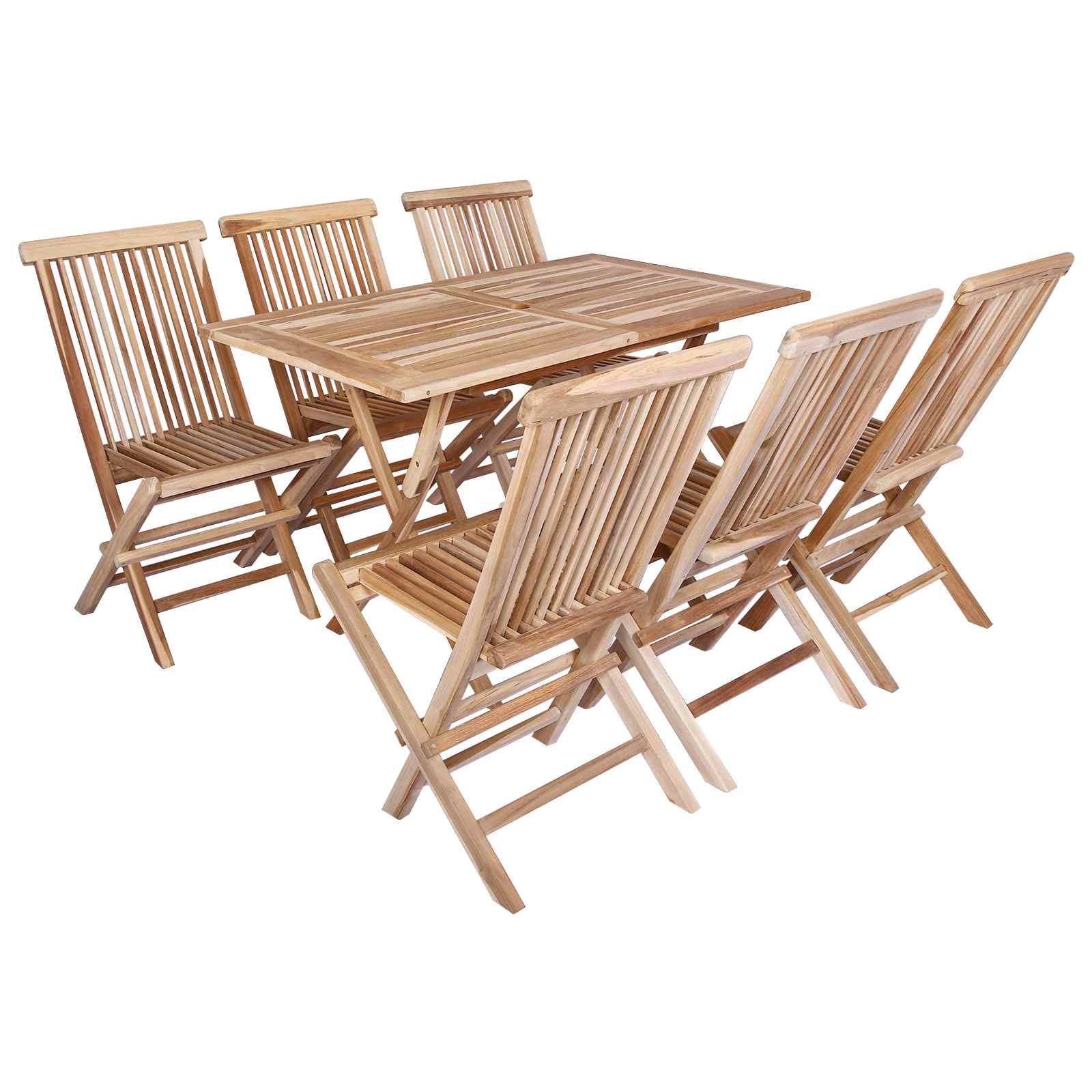Gartenmöbel Set 7 Stk. Natur Massivholz Teak