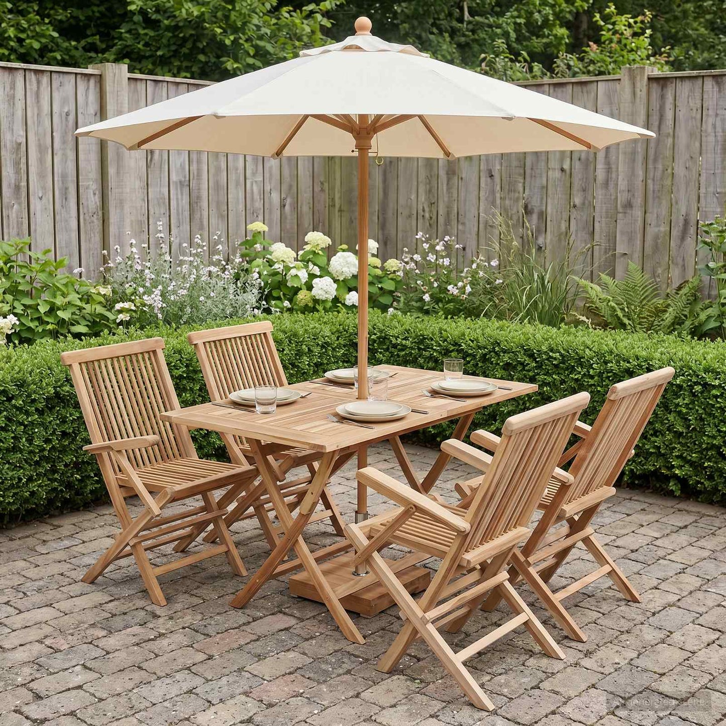 Gartenmöbel Set 5 Stk. Natur Massivholz Teak