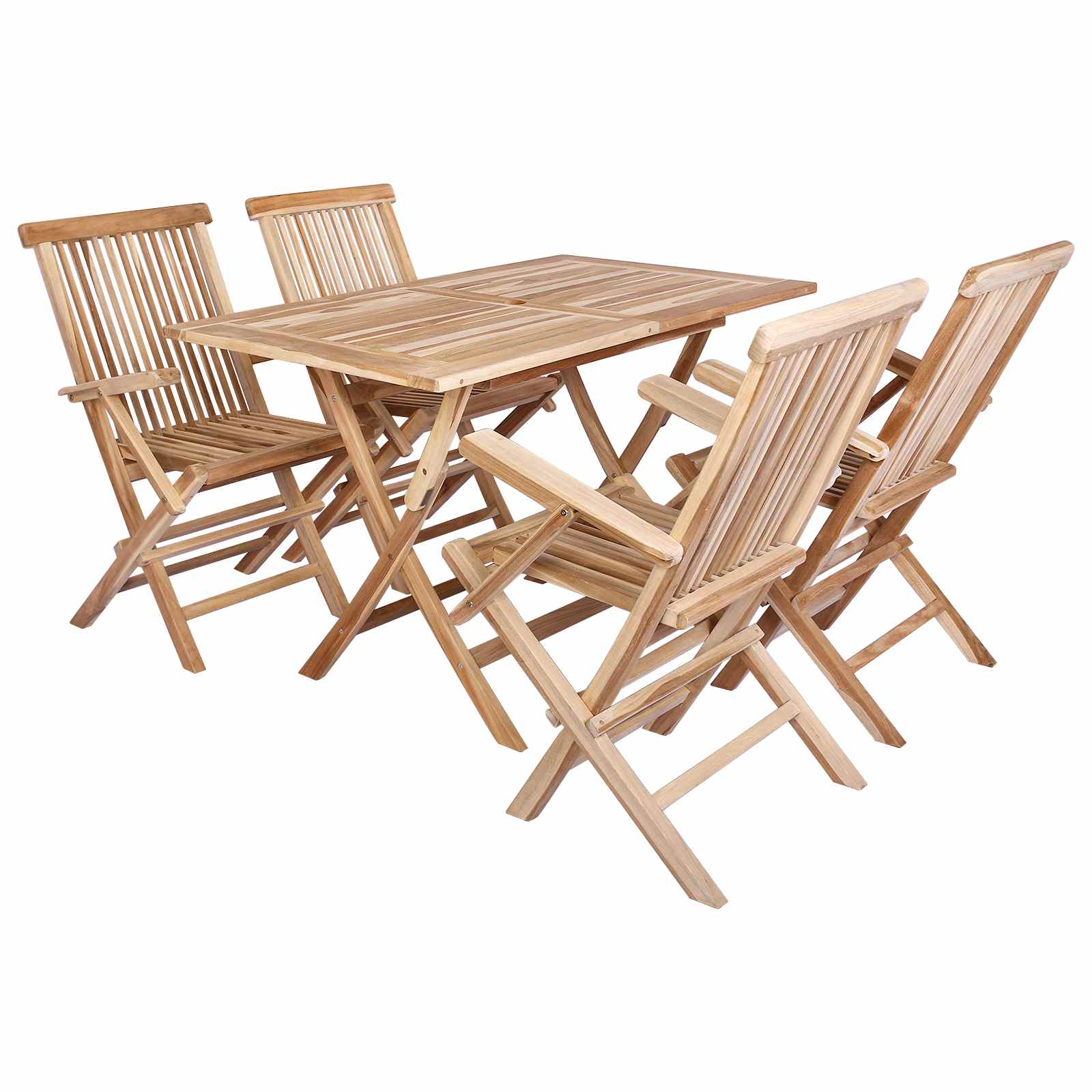 Gartenmöbel Set 5 Stk. Natur Massivholz Teak