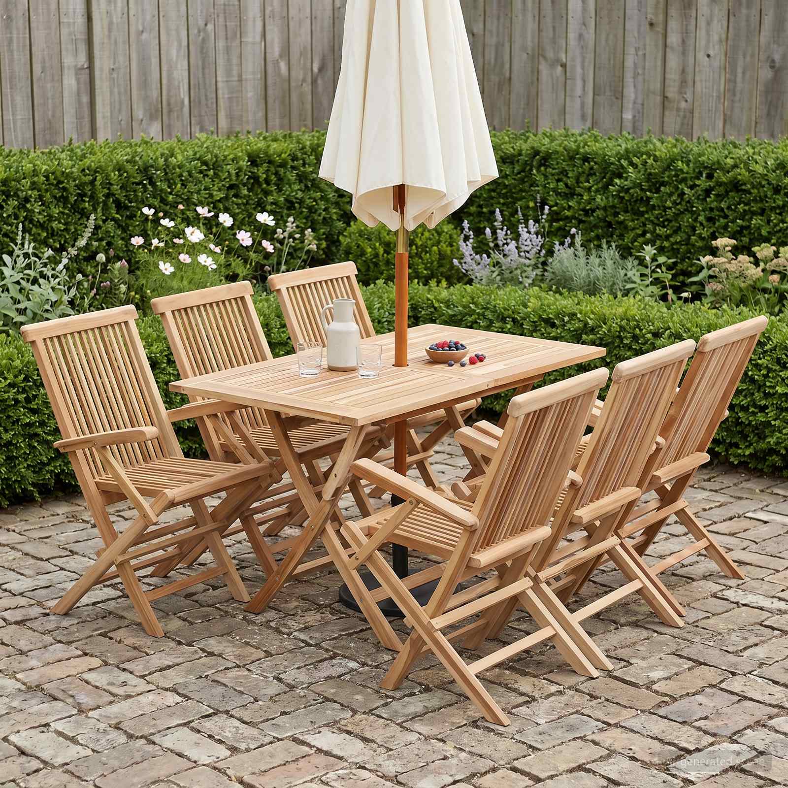 Gartenmöbel Set 7 Stk. Natur Massivholz Teak