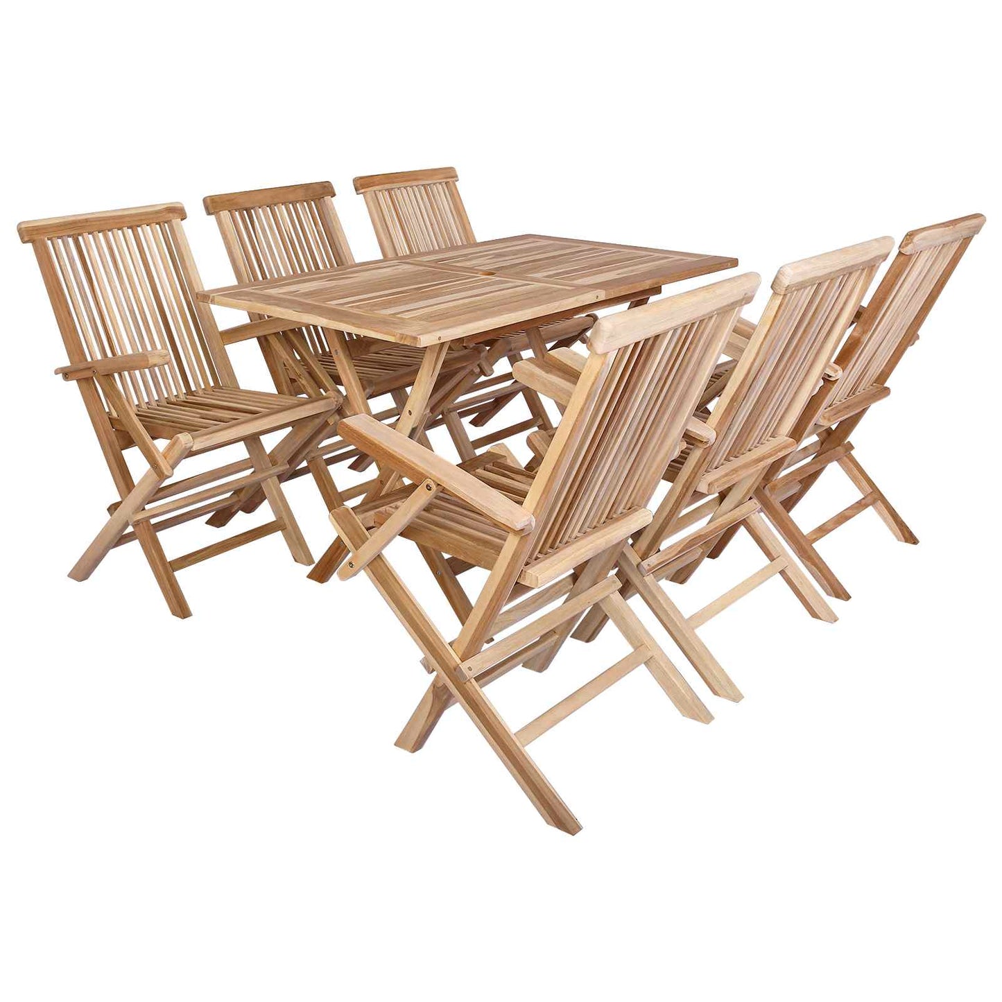 Gartenmöbel Set 7 Stk. Natur Massivholz Teak
