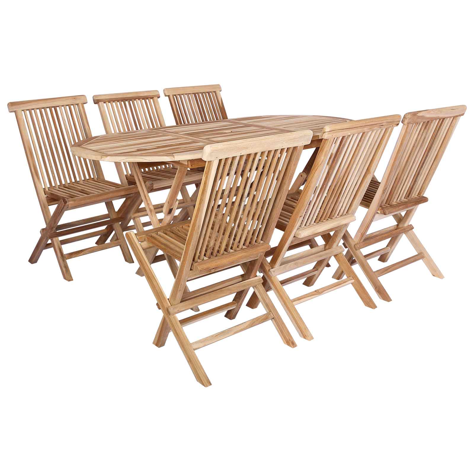 Gartenmöbel Set 7 Stk. Natur Massivholz Teak