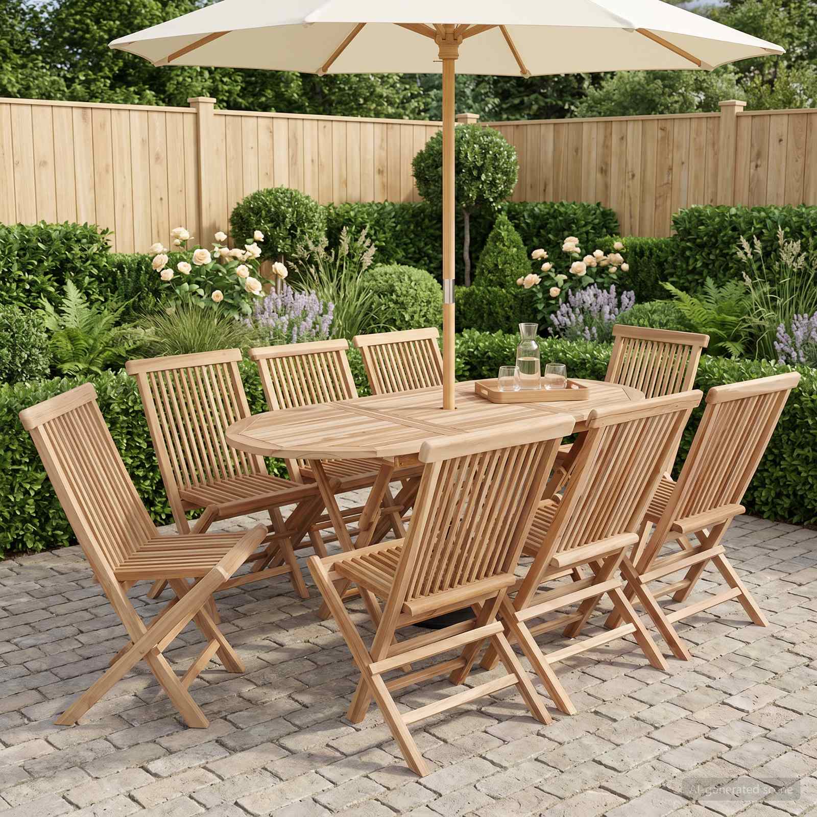 Gartenmöbel Set 9 Stk. Natur Massivholz Teak