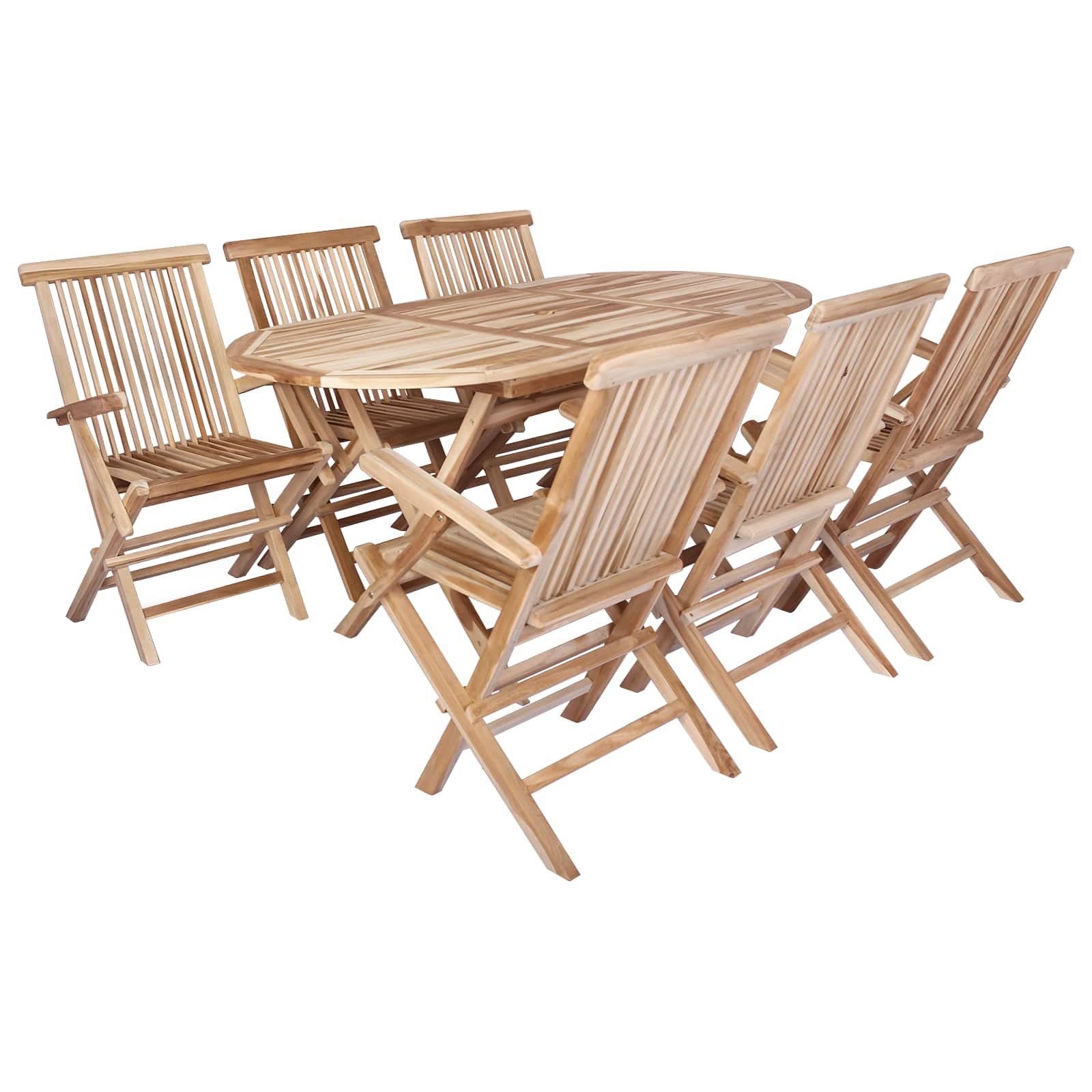 Gartenmöbel Set 7 Stk. Natur Massivholz Teak
