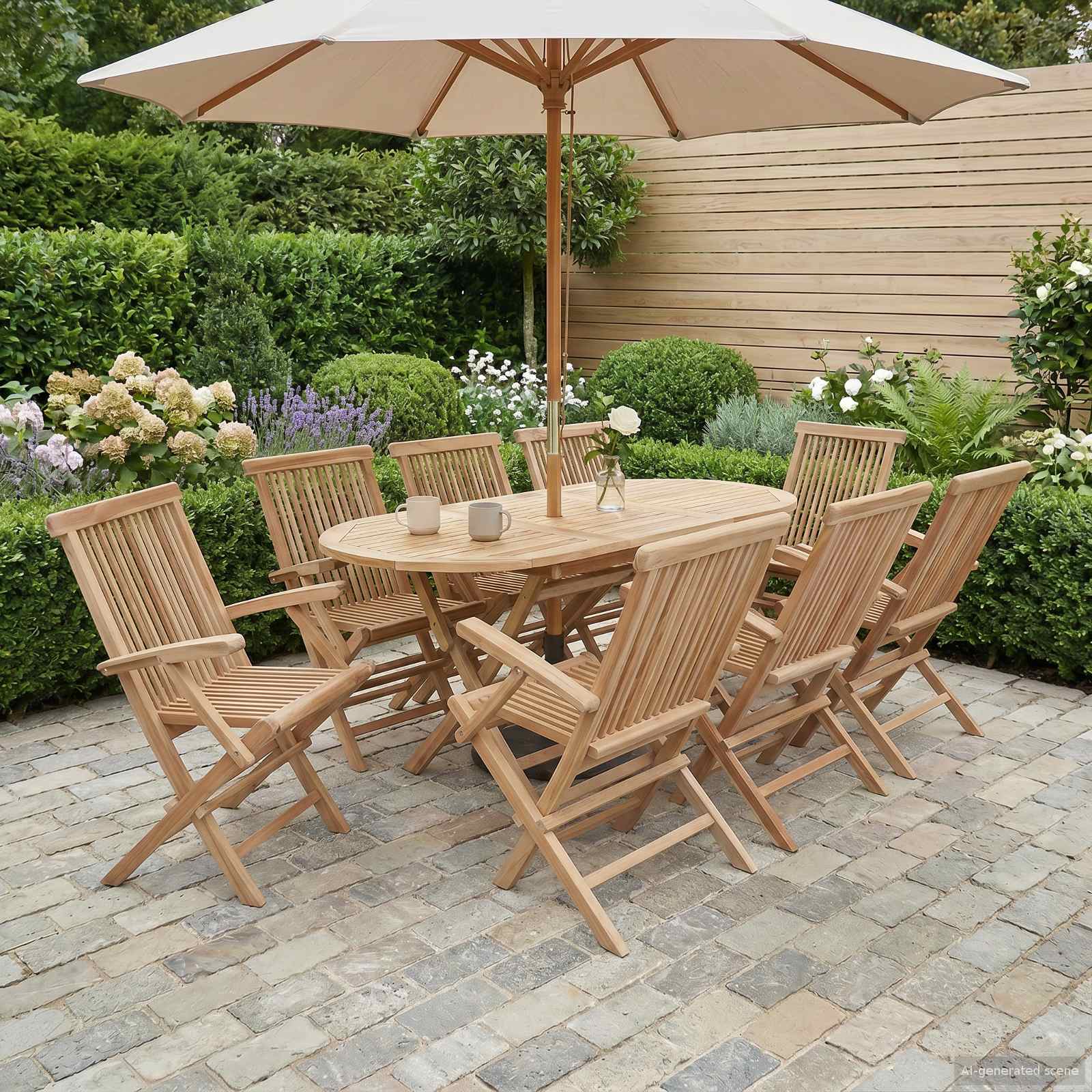 Gartenmöbel Set 9 Stk. Natur Massivholz Teak