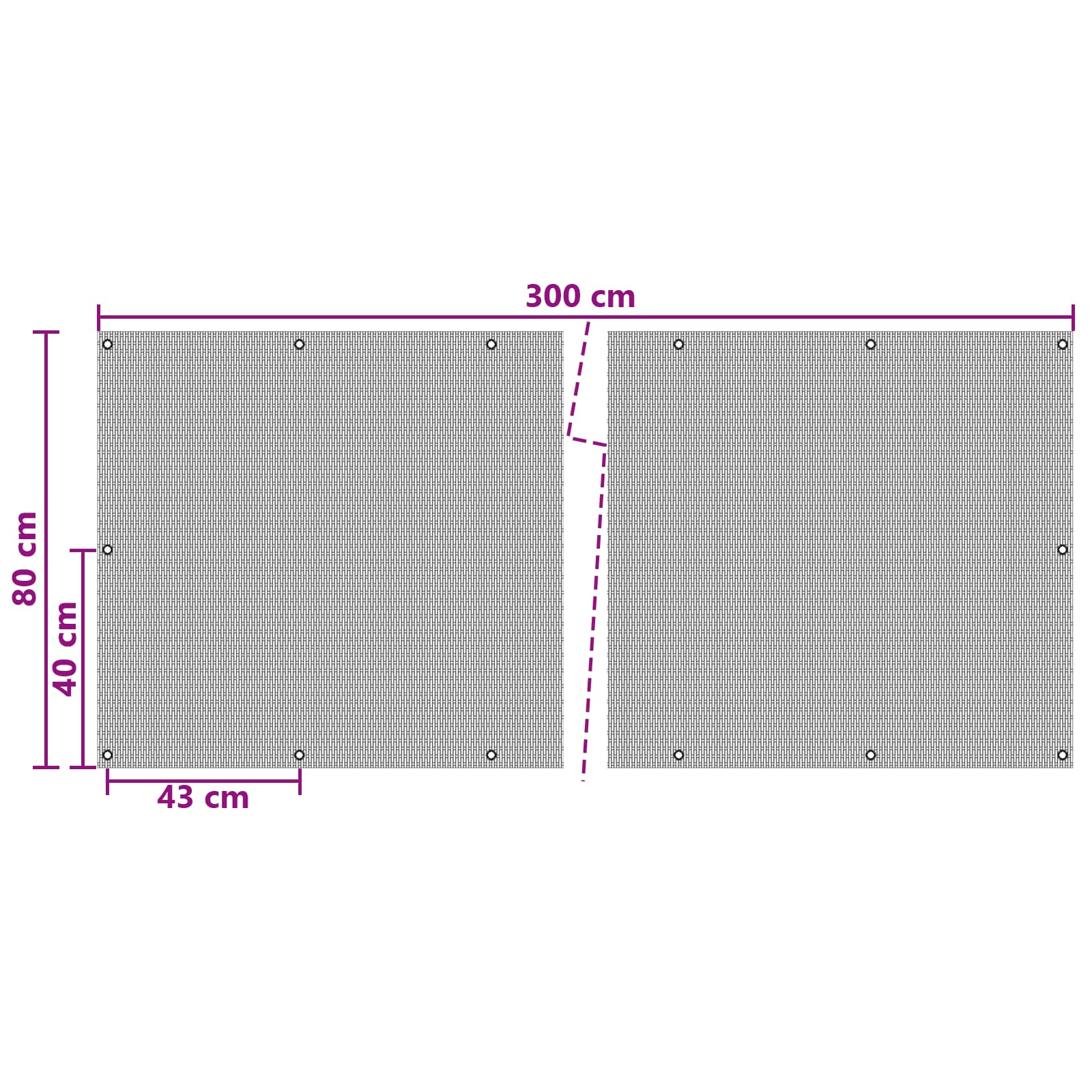 Balkonsichtschutz mit Ösen 300 x 80 cm Poly-Rattan Anthrazit