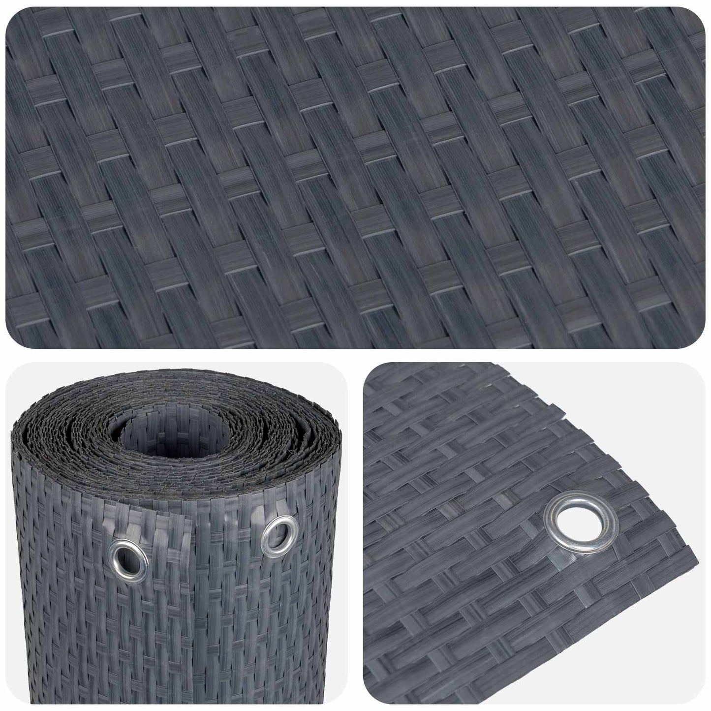 Balkonsichtschutz mit Ösen 400 x 80 cm Poly-Rattan Anthrazit