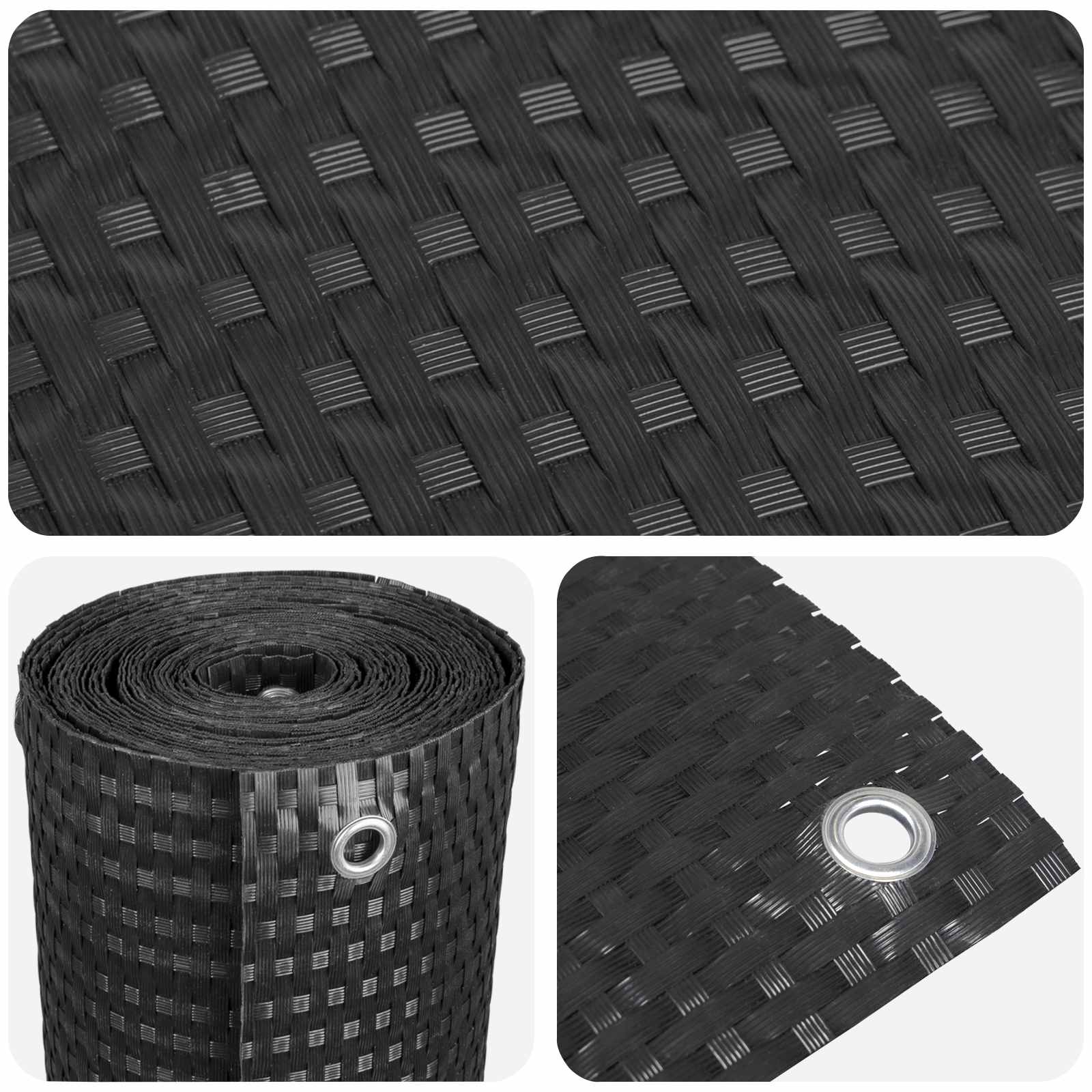 Balkonsichtschutz mit Ösen 400 x 80 cm Poly-Rattan Schwarz