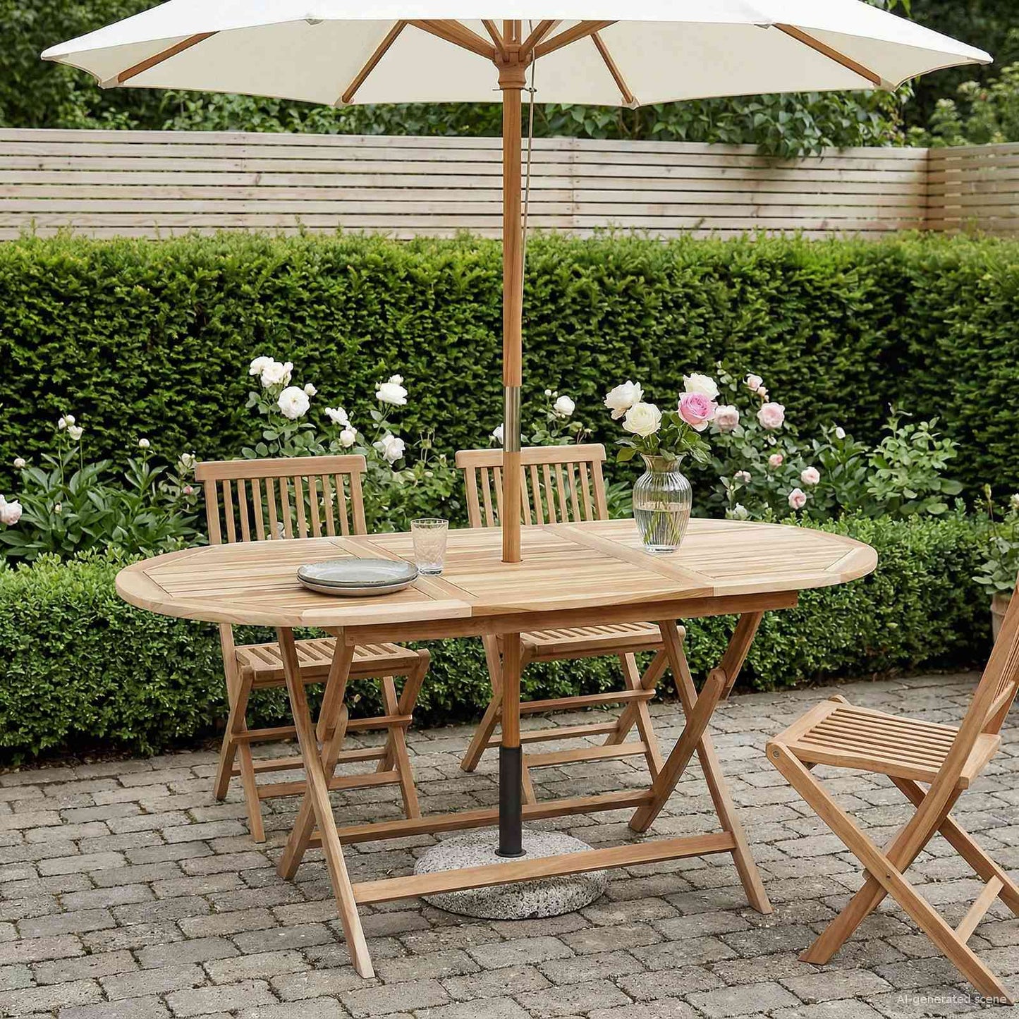Klappbarer Gartentisch Natur 160 x 80 x 76 cm Massivholz Teak