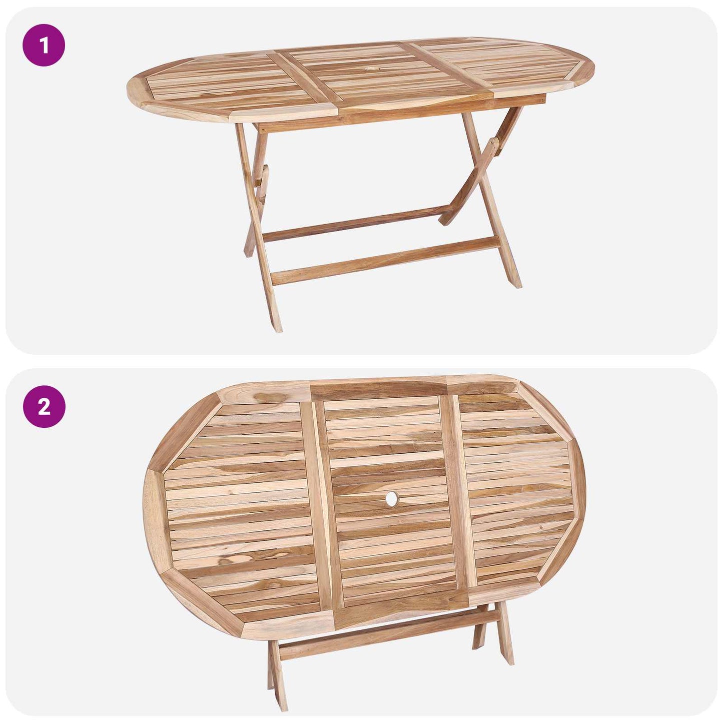 Klappbarer Gartentisch Natur 160 x 80 x 76 cm Massivholz Teak