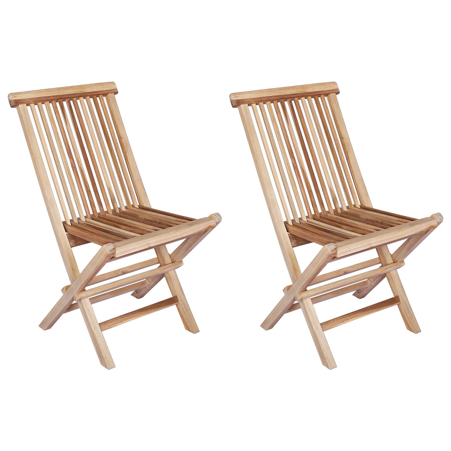Klappbarer Gartenstuhl 2 Stk. Natur Massivholz Teak