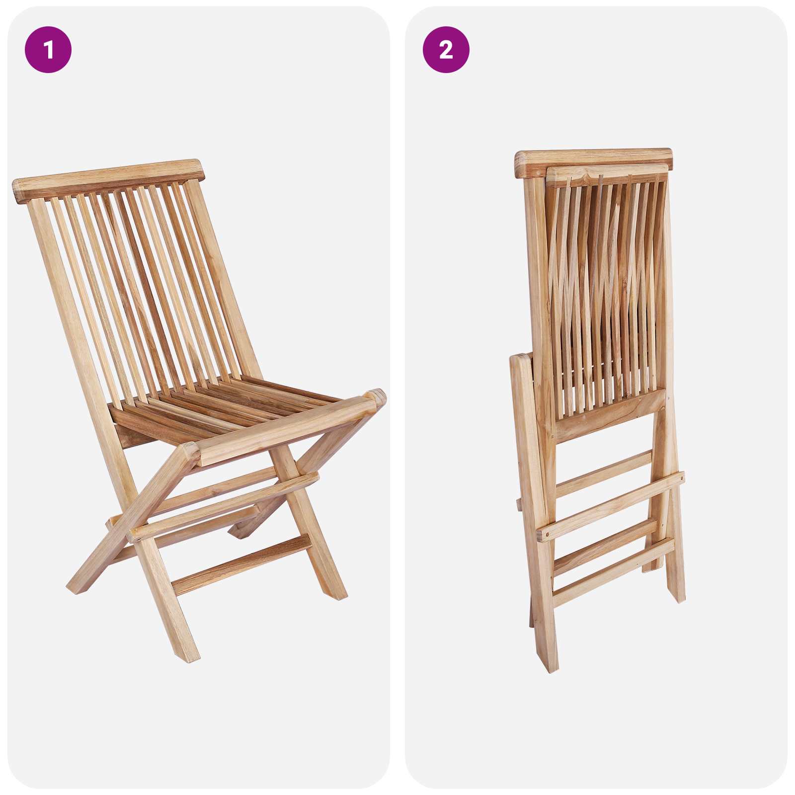 Klappbarer Gartenstuhl 2 Stk. Natur Massivholz Teak