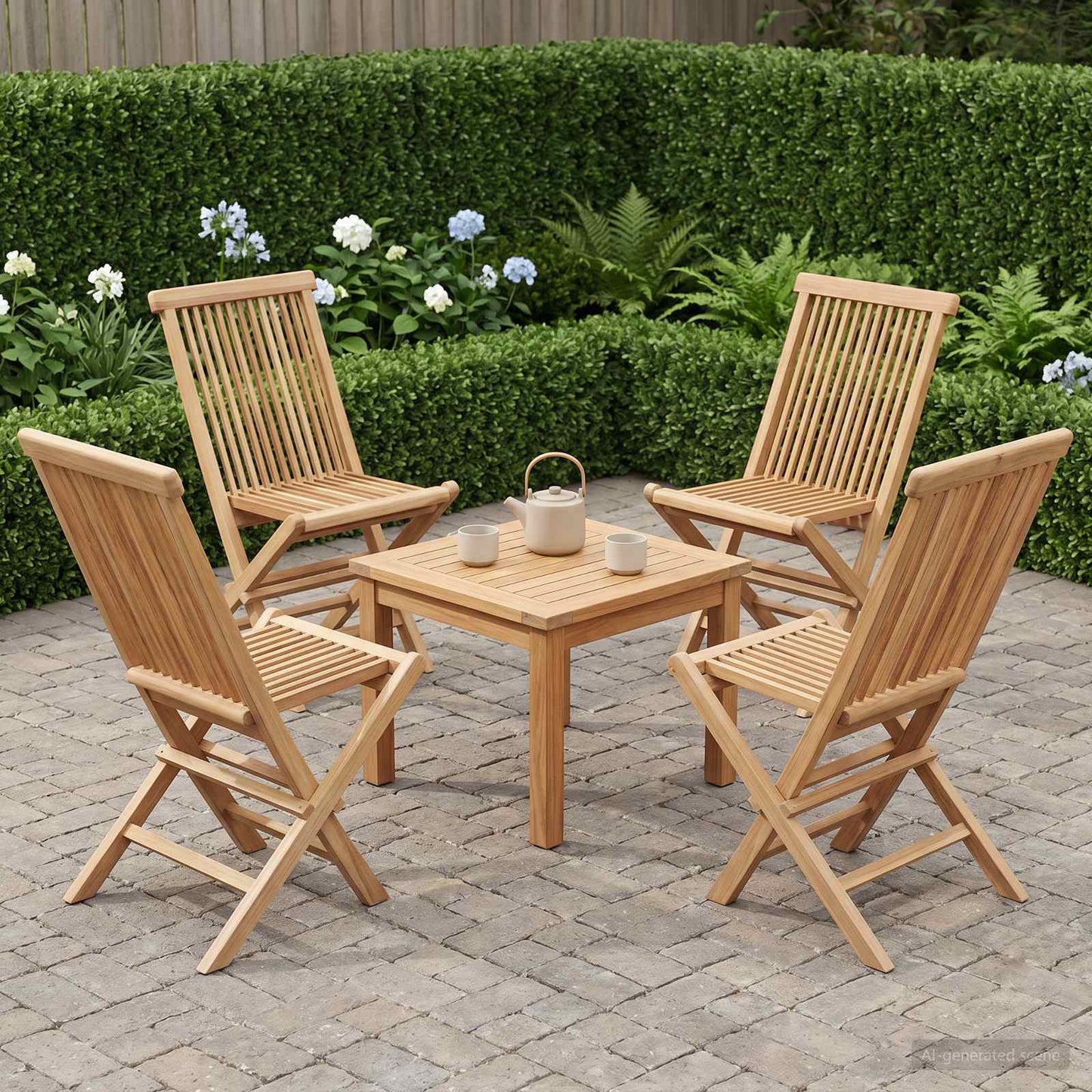 Klappbarer Gartenstuhl 4 Stk. Natur Massivholz Teak