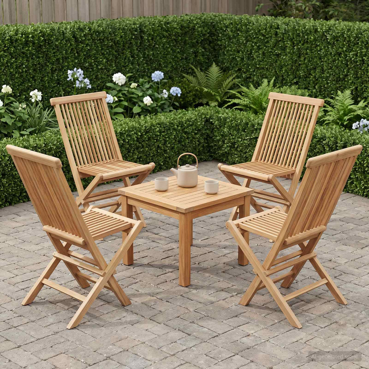 Klappbarer Gartenstuhl 4 stk. Natur Massivholz Teak