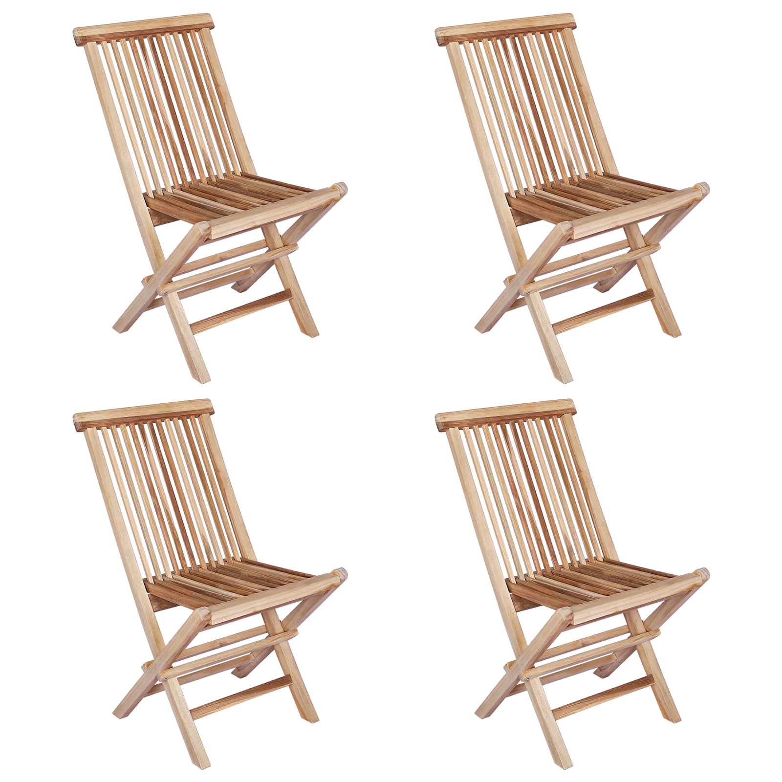 Klappbarer Gartenstuhl 4 Stk. Natur Massivholz Teak