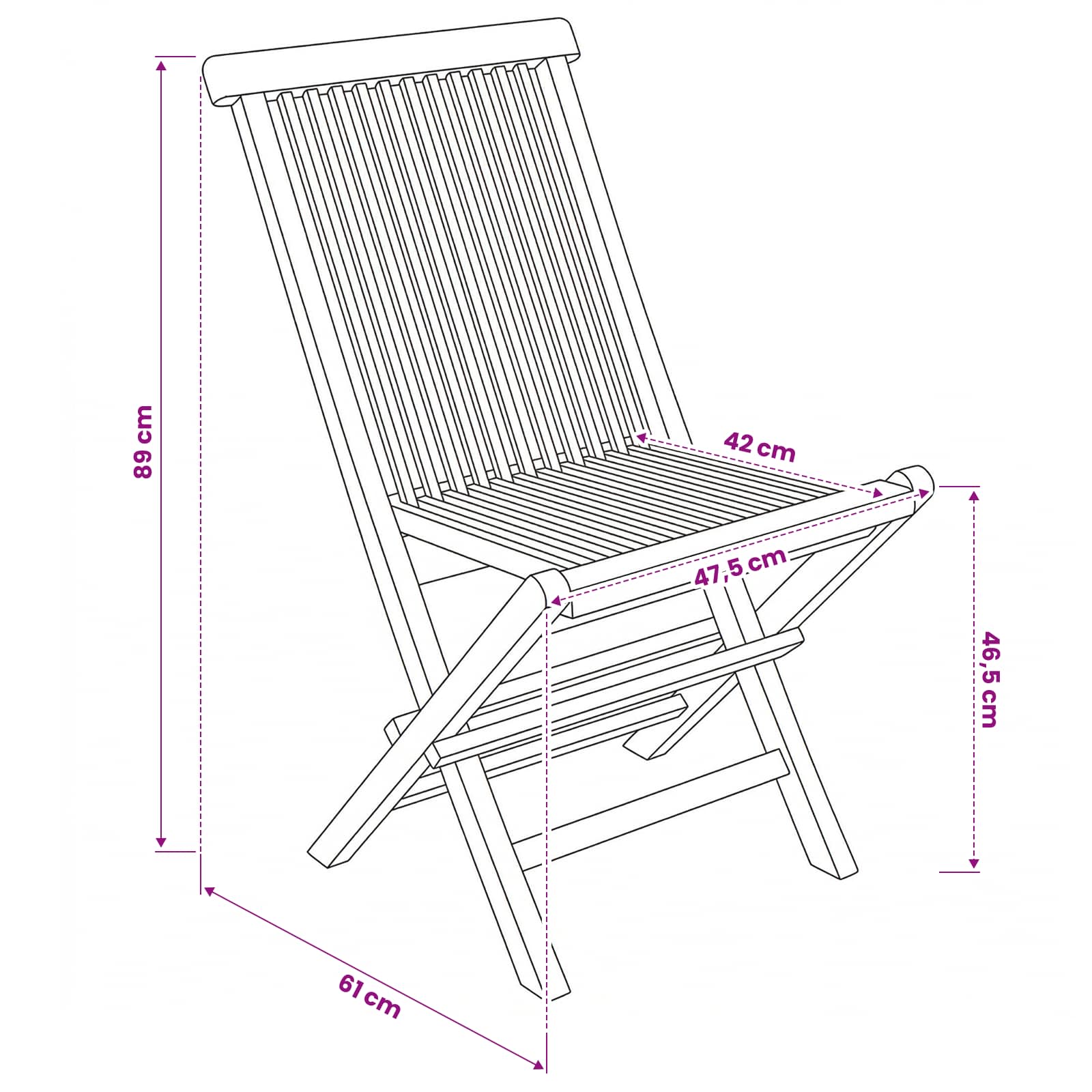 Klappbarer Gartenstuhl 4 Stk. Natur Massivholz Teak