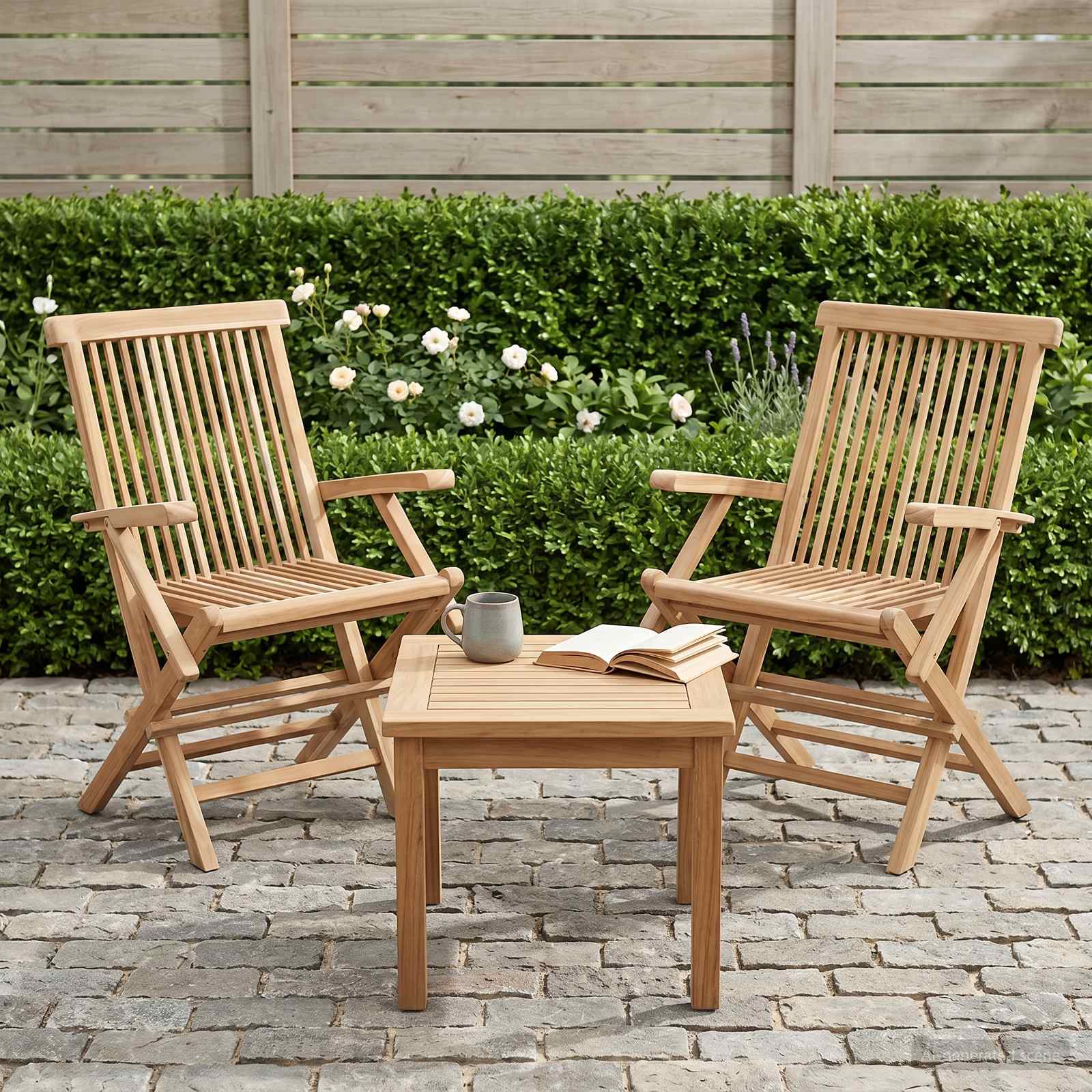 Klappbarer Gartenstuhl 2 stk. Natur Massivholz Teak