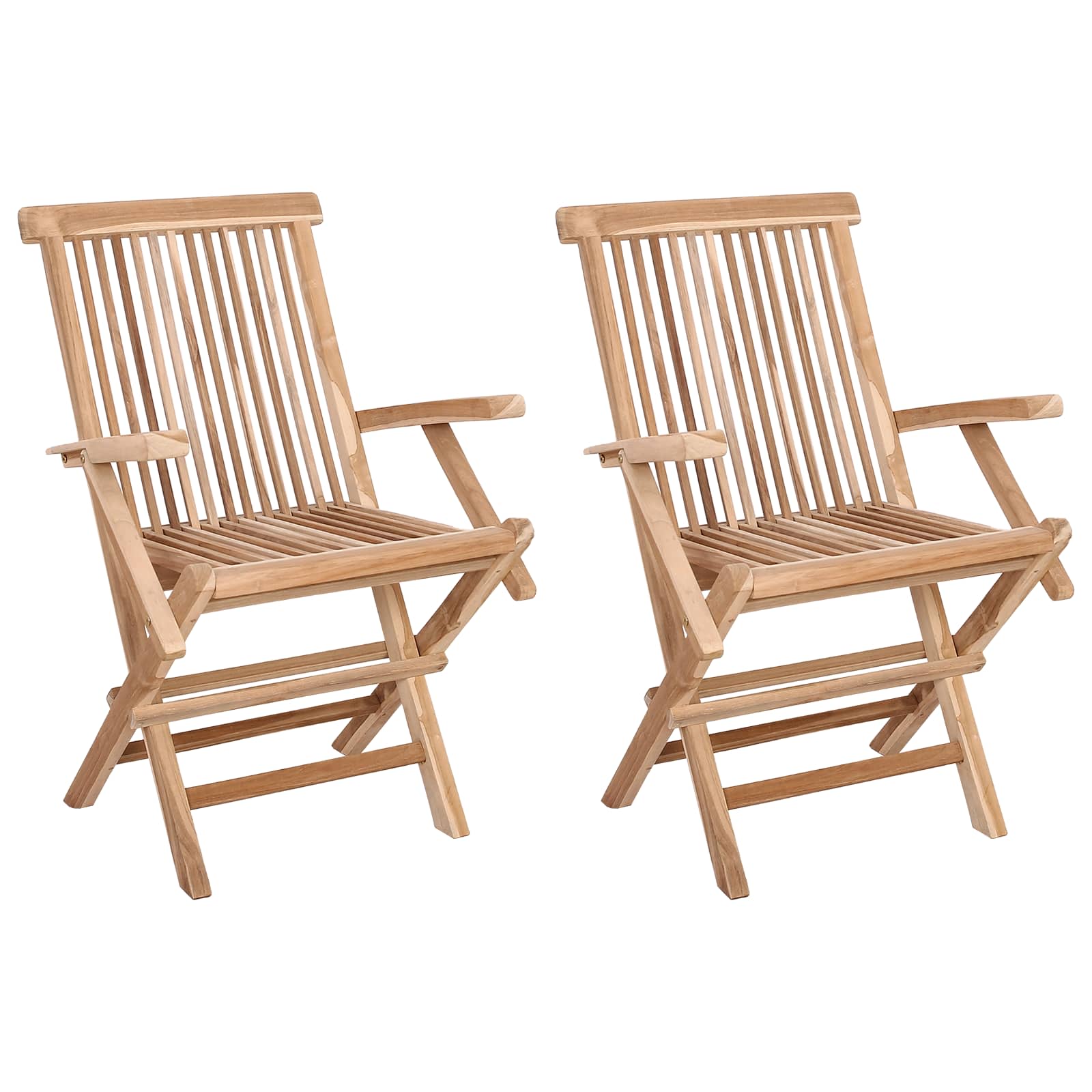 Klappbarer Gartenstuhl 2 stk. Natur Massivholz Teak