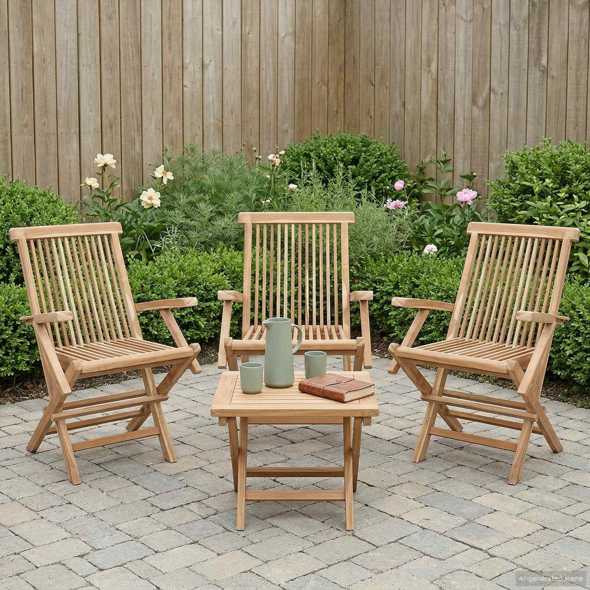 Klappbarer Gartenstuhl 3 stk. Natur Massivholz Teak
