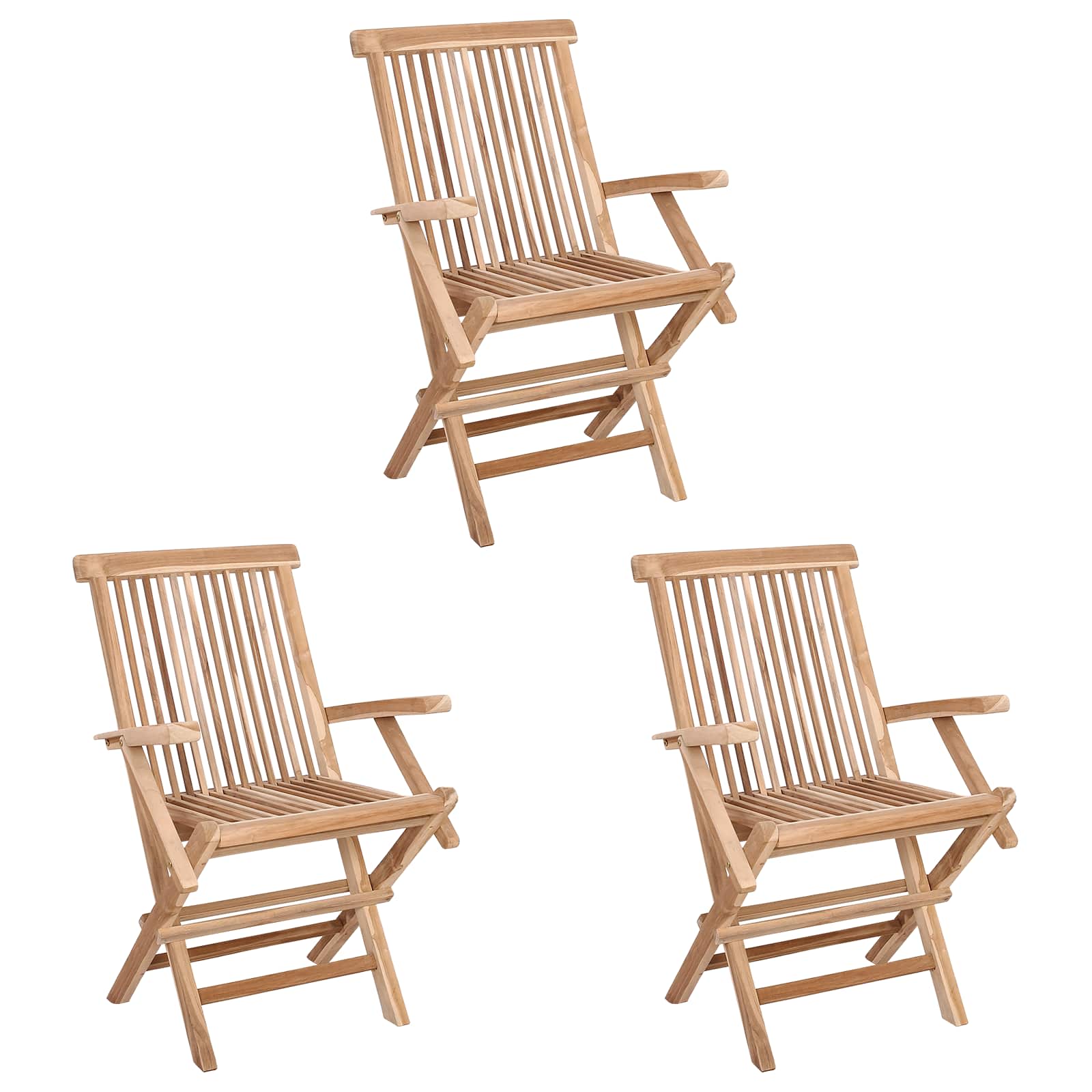 Klappbarer Gartenstuhl 3 Stk. Natur Massivholz Teak