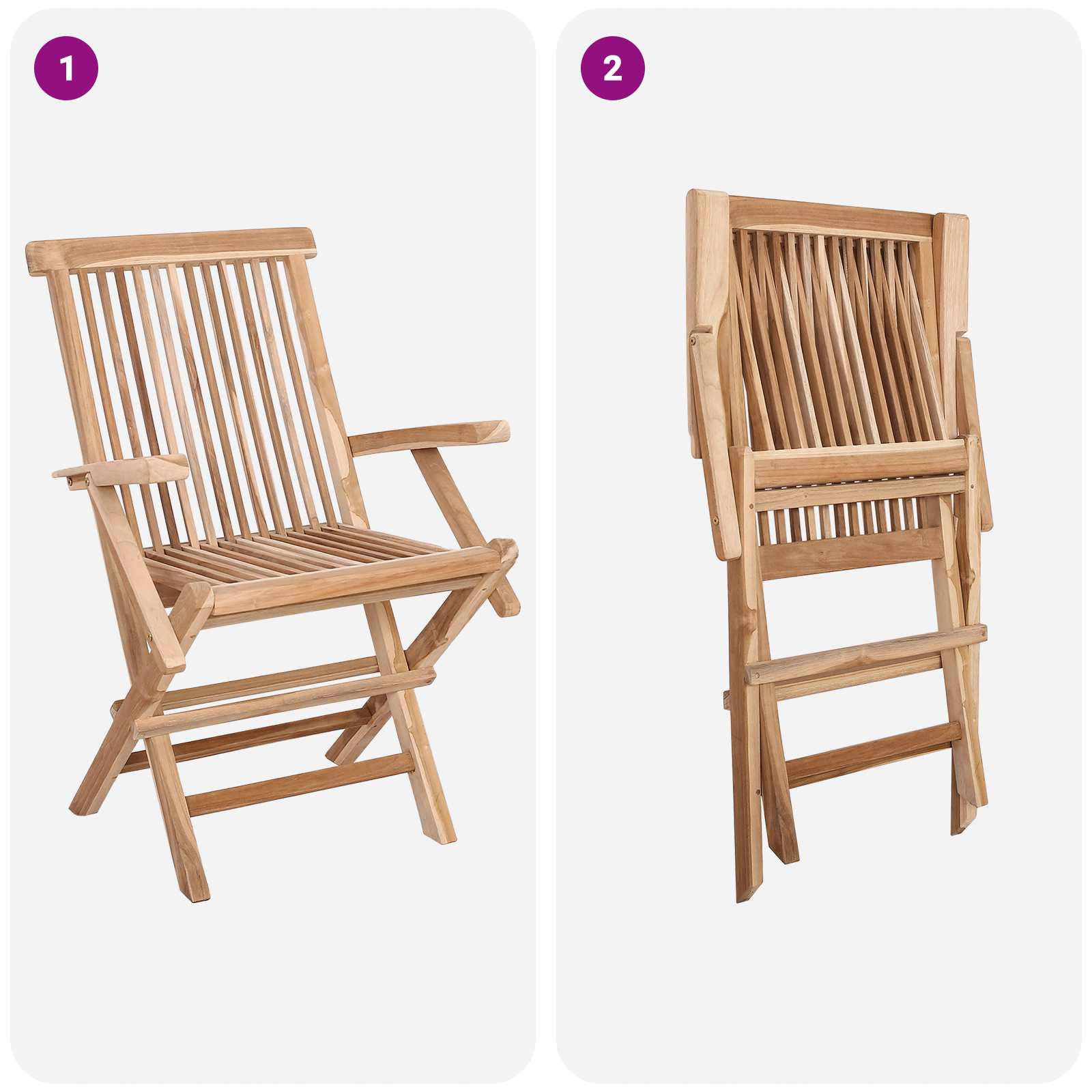 Klappbarer Gartenstuhl 3 Stk. Natur Massivholz Teak