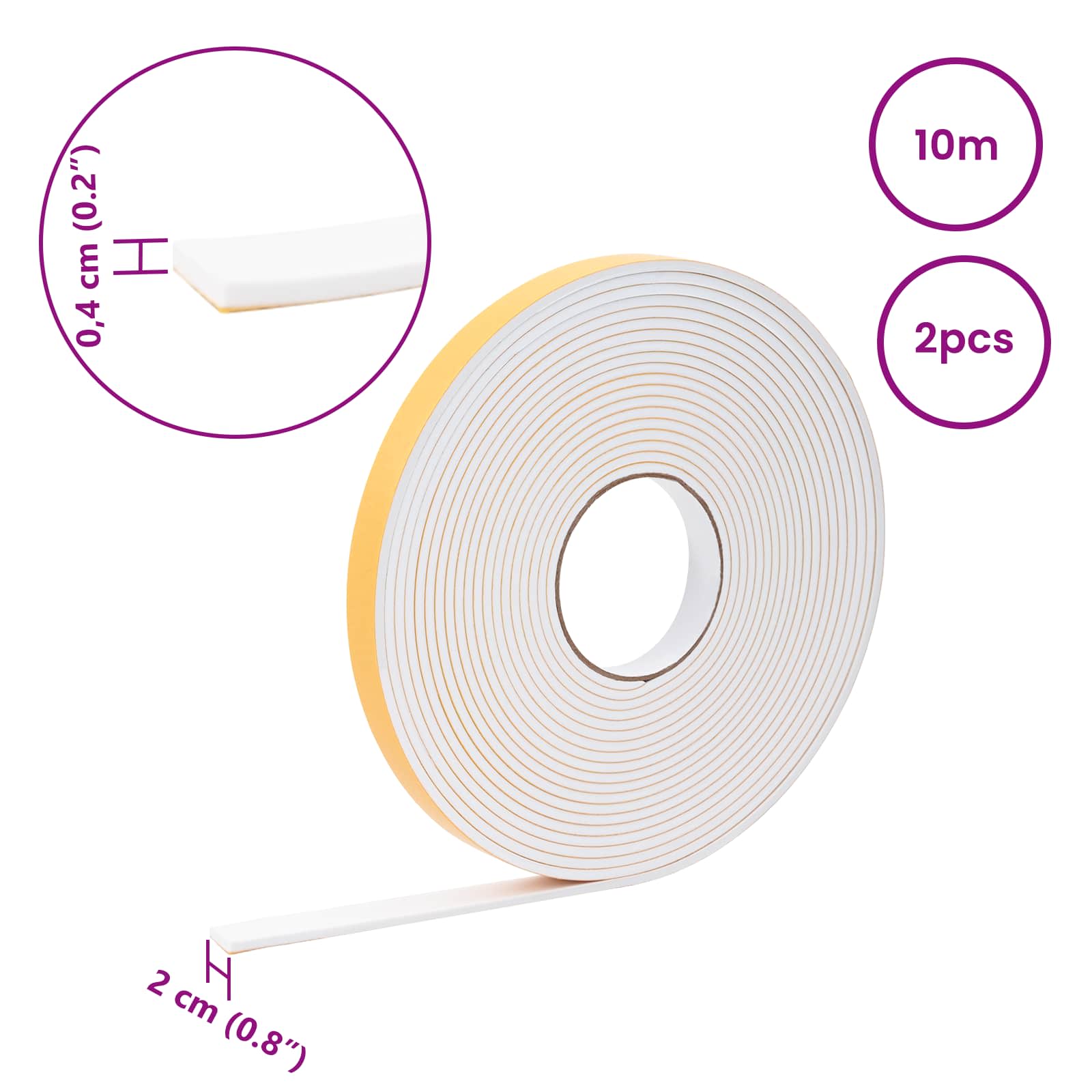 Selbstklebendes Schaumstoffband 2 stk. Weiß 20 mm x 10 m