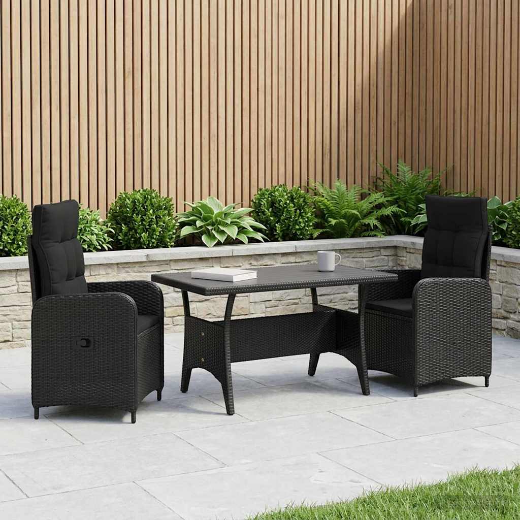 Outdoortisch-Set 3 pcs Schwarz Poly-Rattan