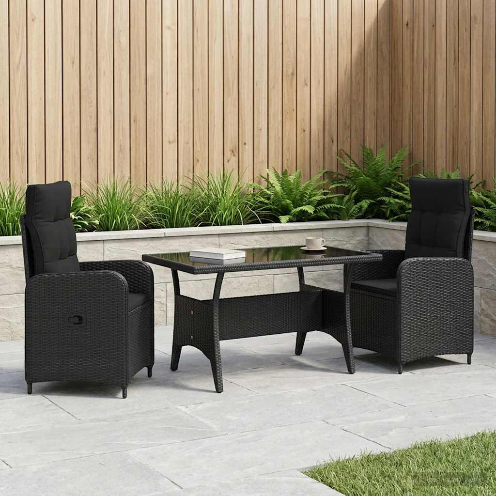 Outdoortisch-Set 3 pcs Schwarz Poly-Rattan