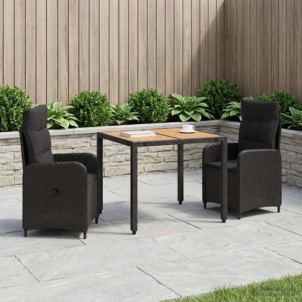 Outdoortisch-Set 3 stk. Schwarz
