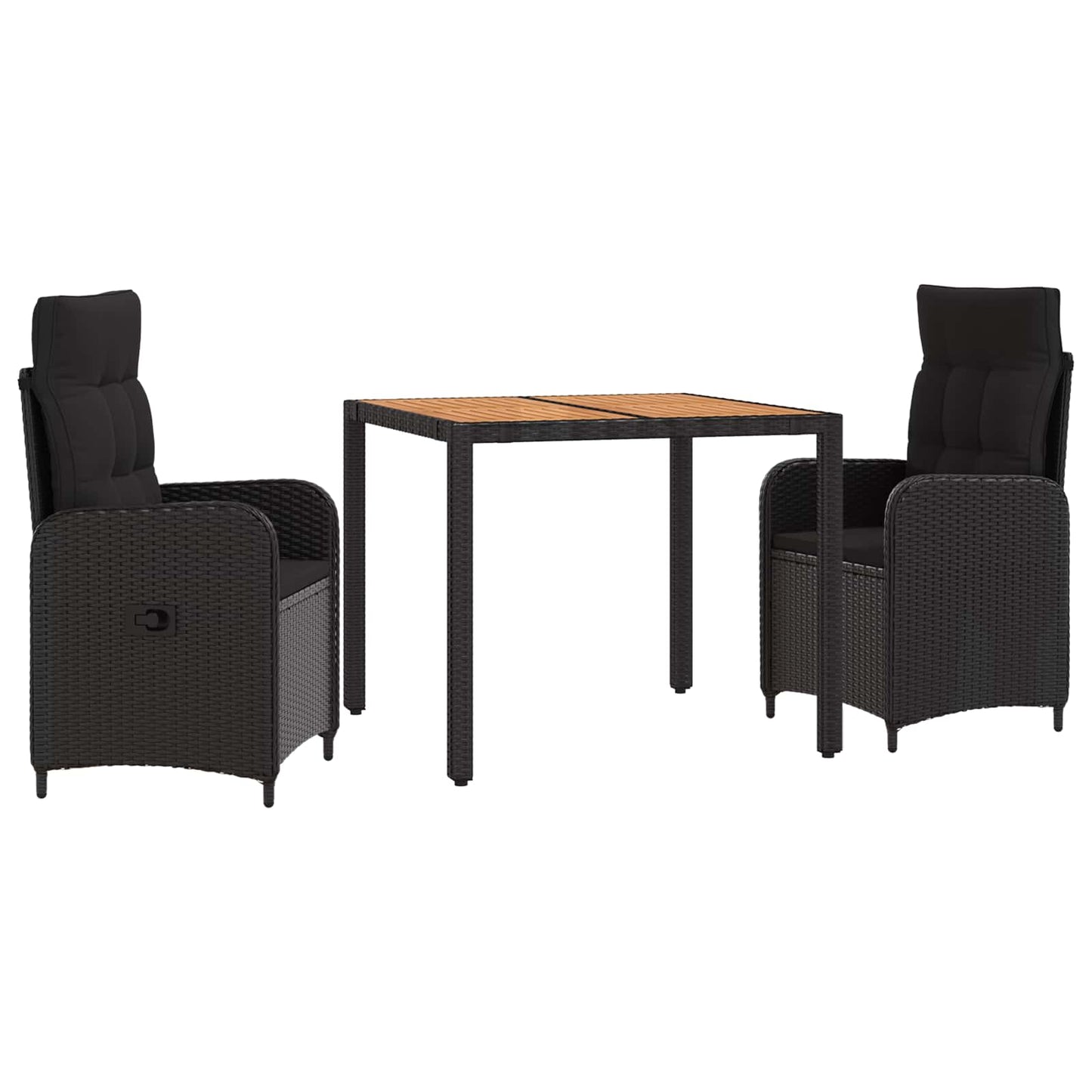 Outdoortisch-Set 3 stk. Schwarz