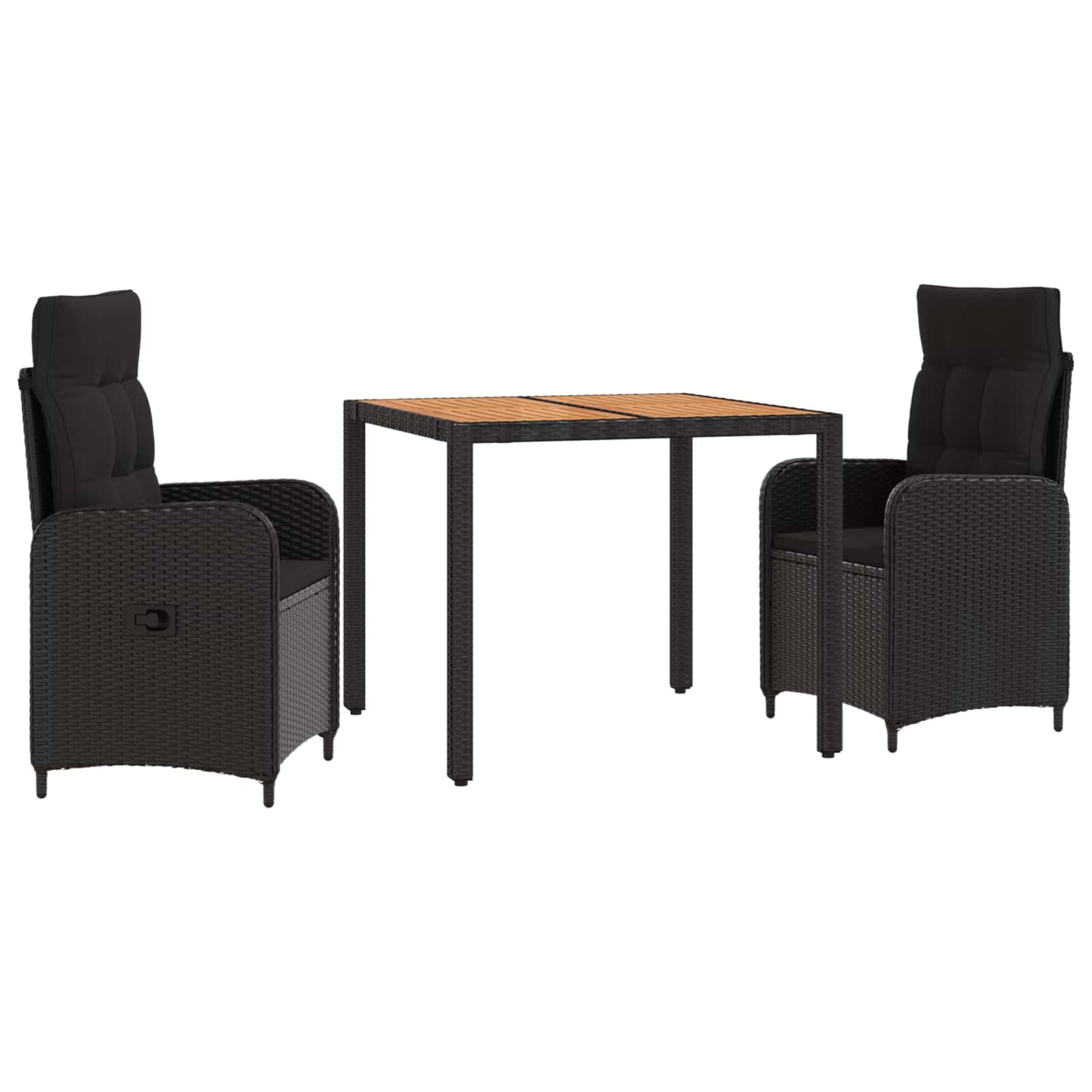 Outdoortisch-Set 3 stk. Schwarz