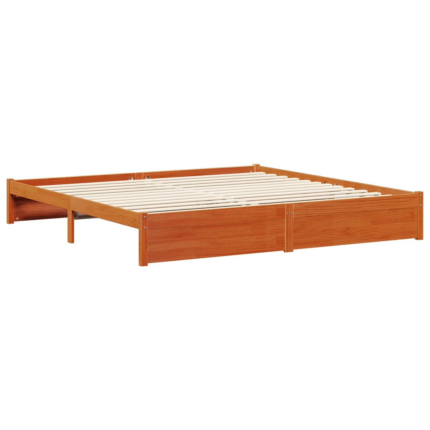 Bettrahmen mit Kopfteil 2 pcs Wachsbraun Massivholz Kiefer