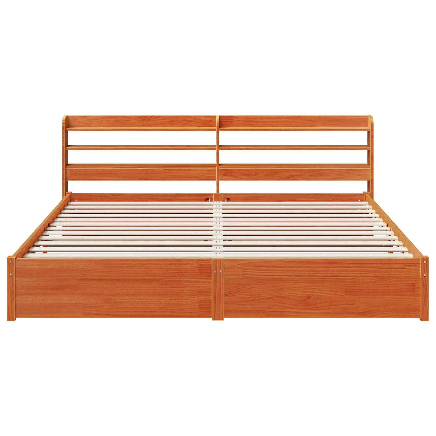 Bettrahmen mit Kopfteil 2 pcs Wachsbraun Massivholz Kiefer
