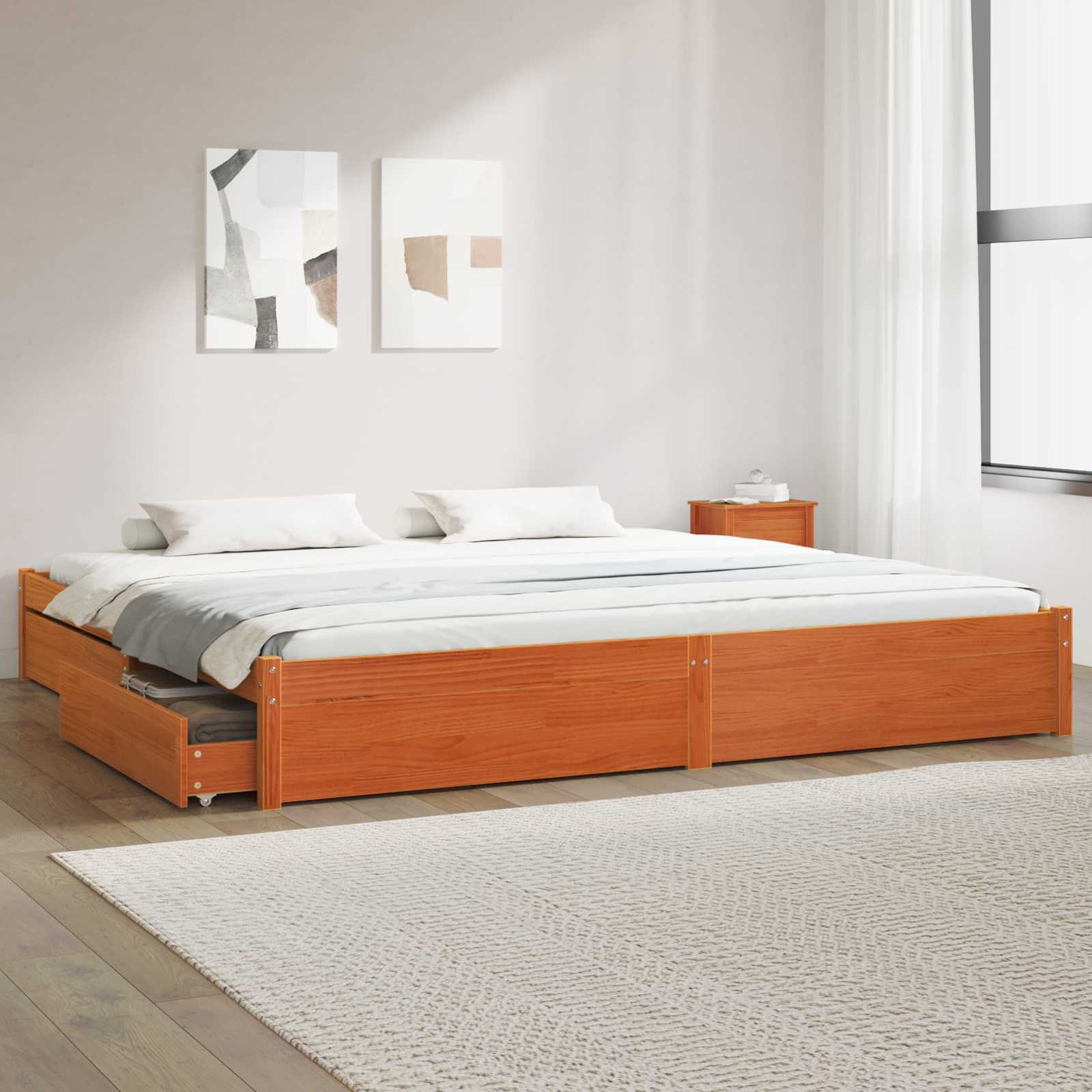 Bettrahmen Wachsbraun 180 x 200 cm Massivholz Kiefer