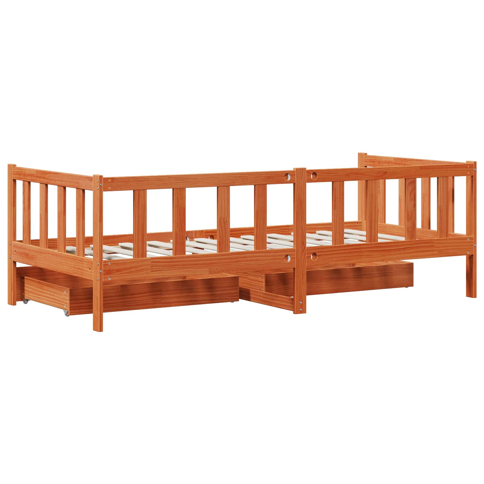 Tagesbett mit Kopfteil 3 pcs Wachsbraun Massivholz Kiefer
