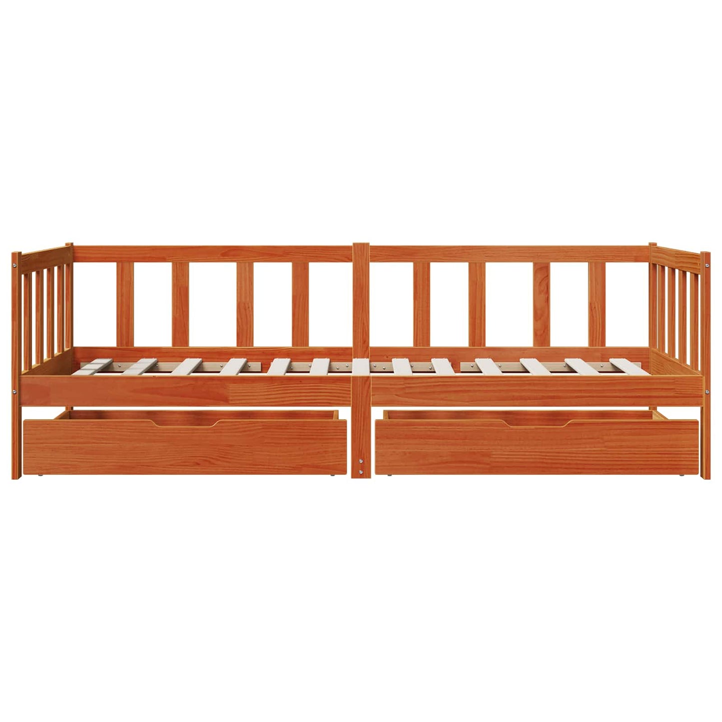 Tagesbett mit Kopfteil 3 pcs Wachsbraun Massivholz Kiefer