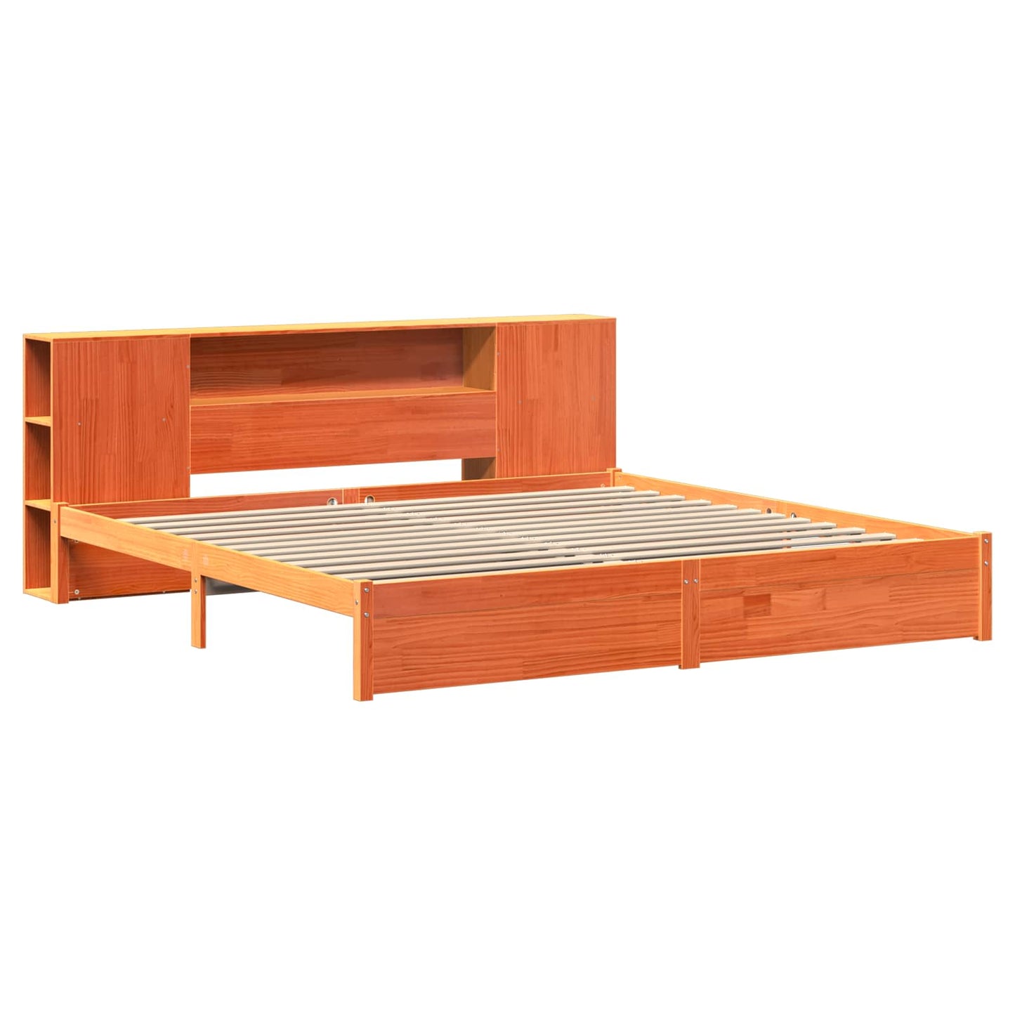 Bettgestell mit Aufbewahrungskopfteil 2 pcs Wachsbraun