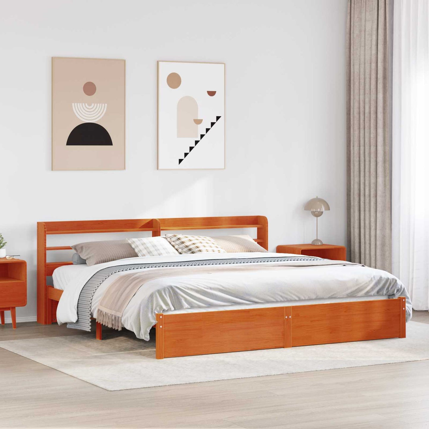 Bettrahmen Wachsbraun 200 x 200 cm Massivholz Kiefer