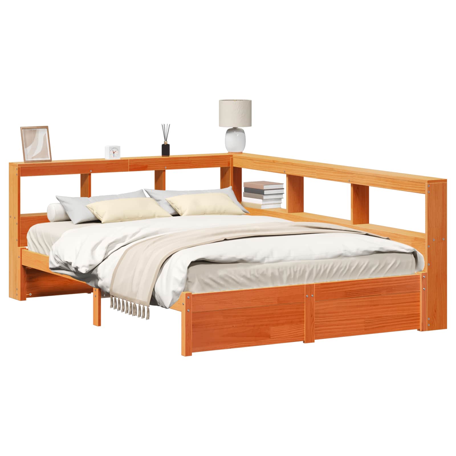 Bücherregal-Bett mit Kopfteil 2 pcs Wachsbraun 200 x 140 cm