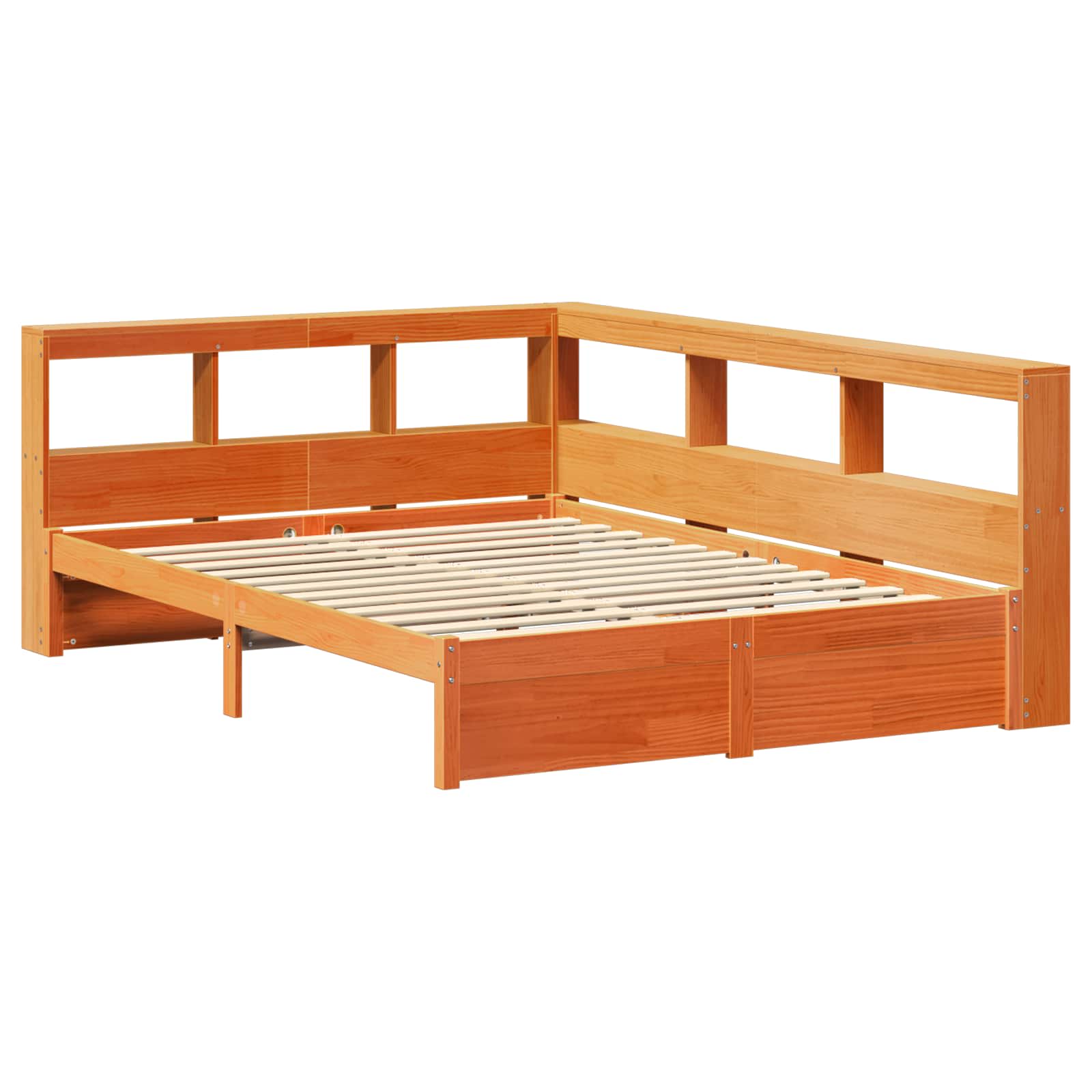 Bücherregal-Bett mit Kopfteil 2 pcs Wachsbraun 200 x 140 cm