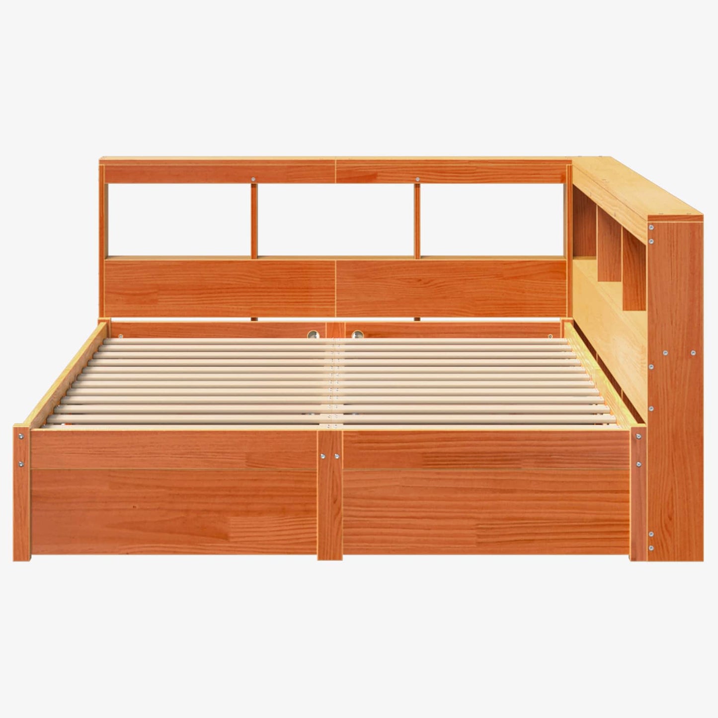 Bücherregal-Bett mit Kopfteil 2 pcs Wachsbraun 200 x 140 cm