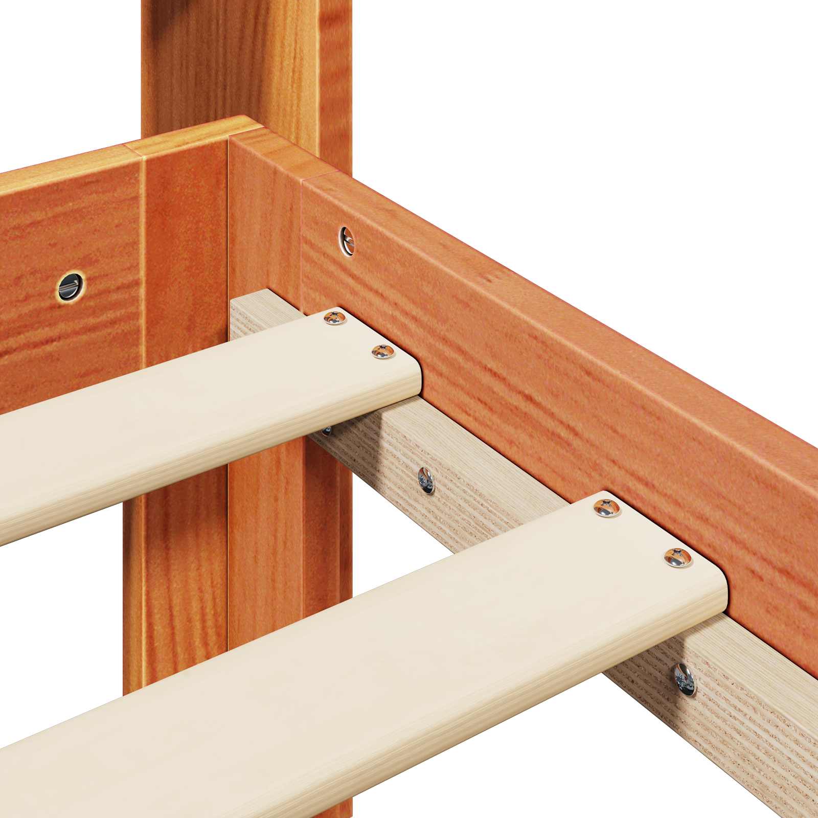Bettrahmen mit Regal 2 stk. Wachsbraun Massivholz Kiefer