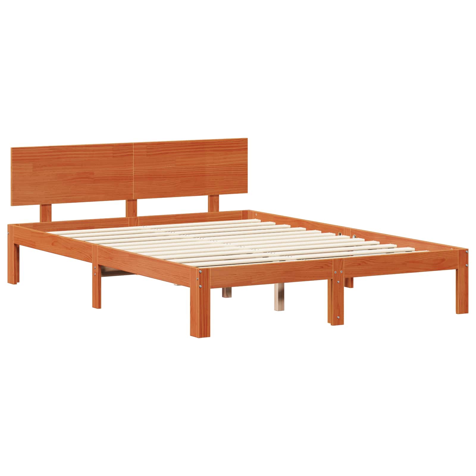 Bettrahmen mit Regal 2 stk. Wachsbraun Massivholz Kiefer