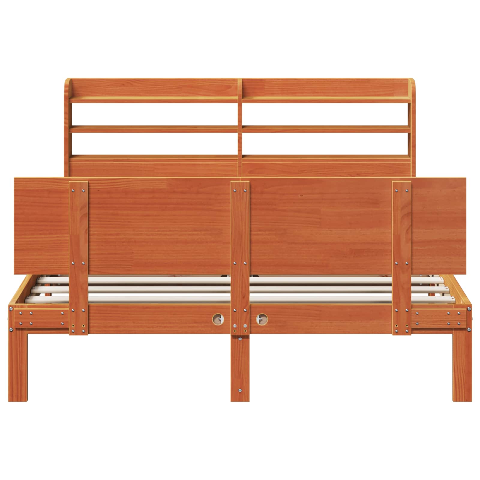 Bettrahmen mit Regal 2 stk. Wachsbraun Massivholz Kiefer