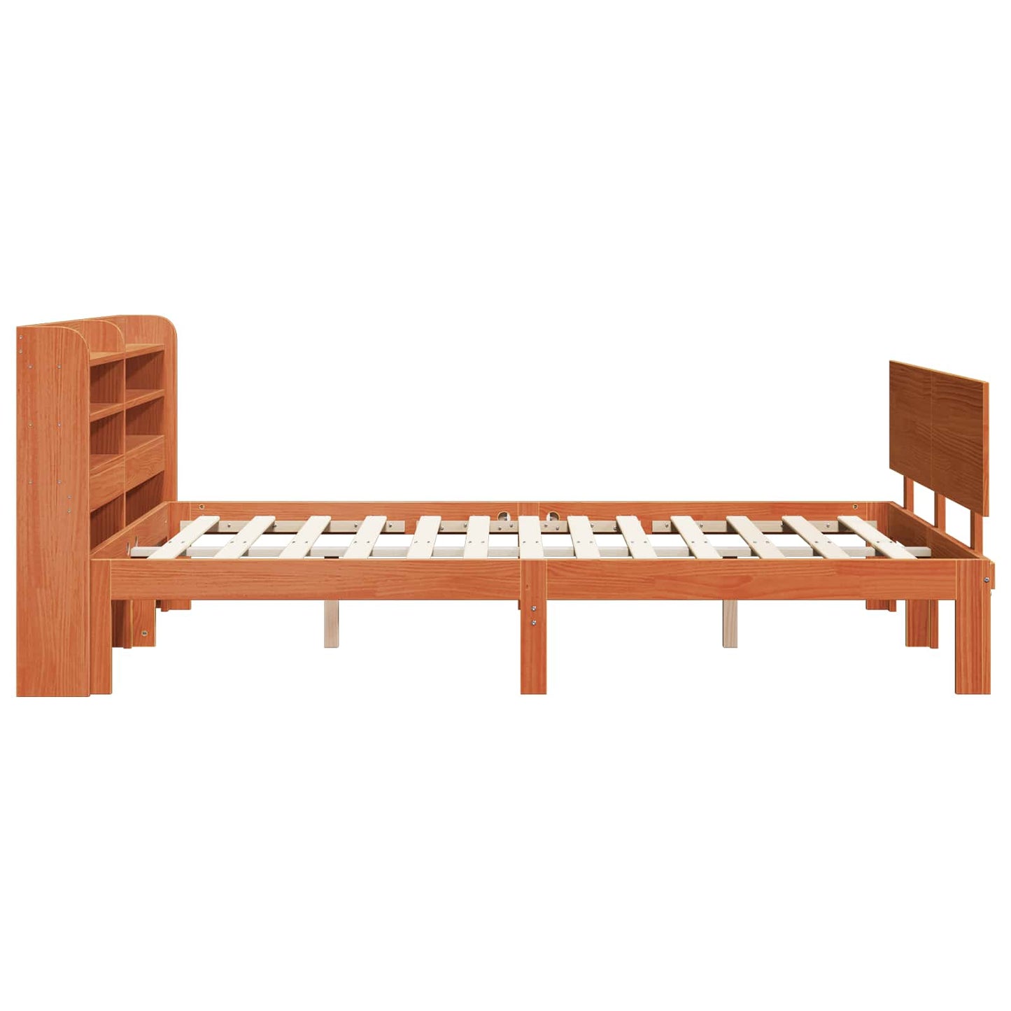 Bettrahmen mit Regal 2 stk. Wachsbraun Massivholz Kiefer