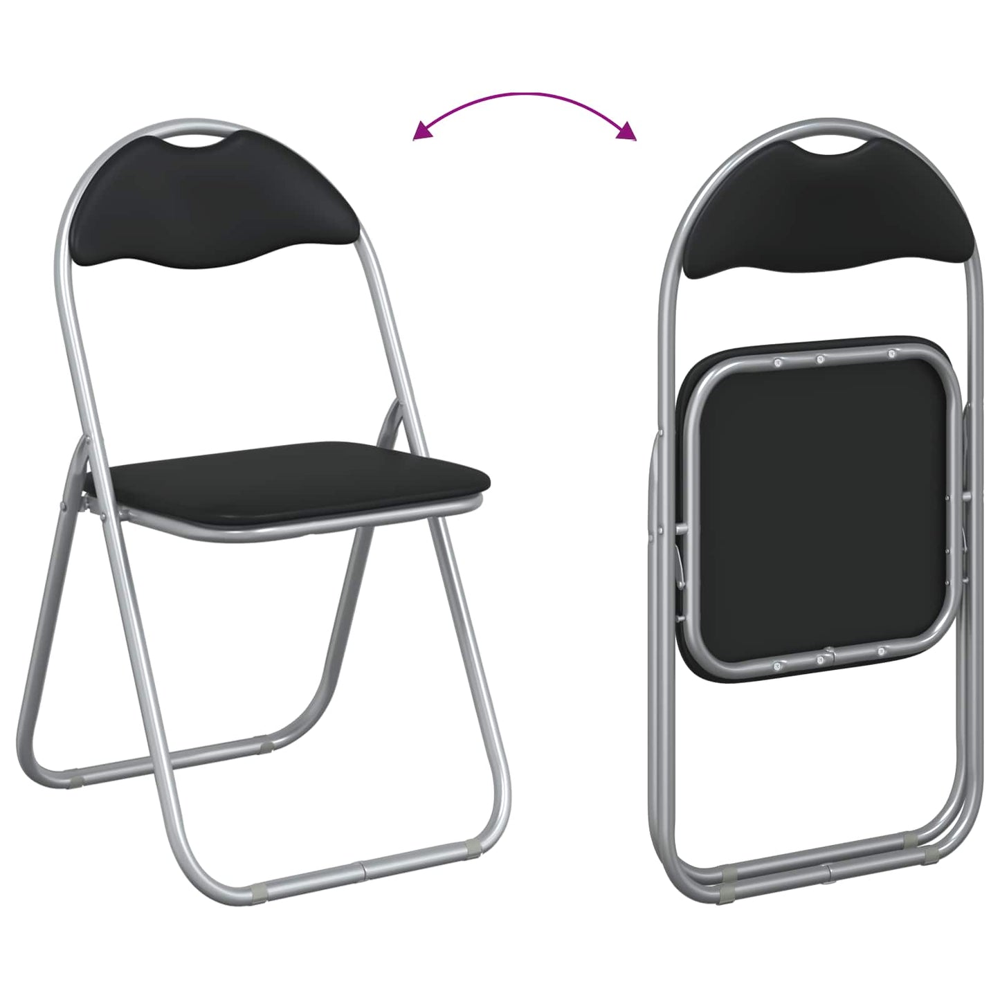 Klappstuhl 2 pcs Schwarz und Grau 48 x 43,5 x 81 cm Kunstleder