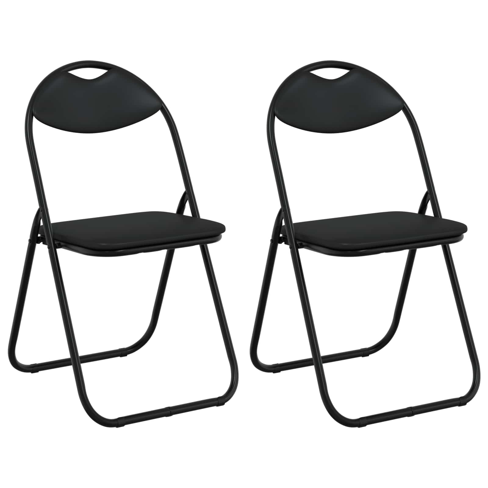 Klappstuhl 2 Stk. Kunstleder Schwarz 48 x 43,5 x 81 cm
