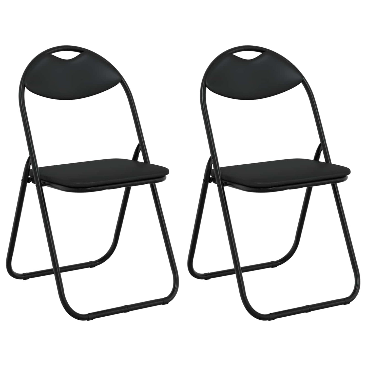 Klappstuhl 2 stk. Kunstleder Schwarz 48 x 43,5 x 81 cm